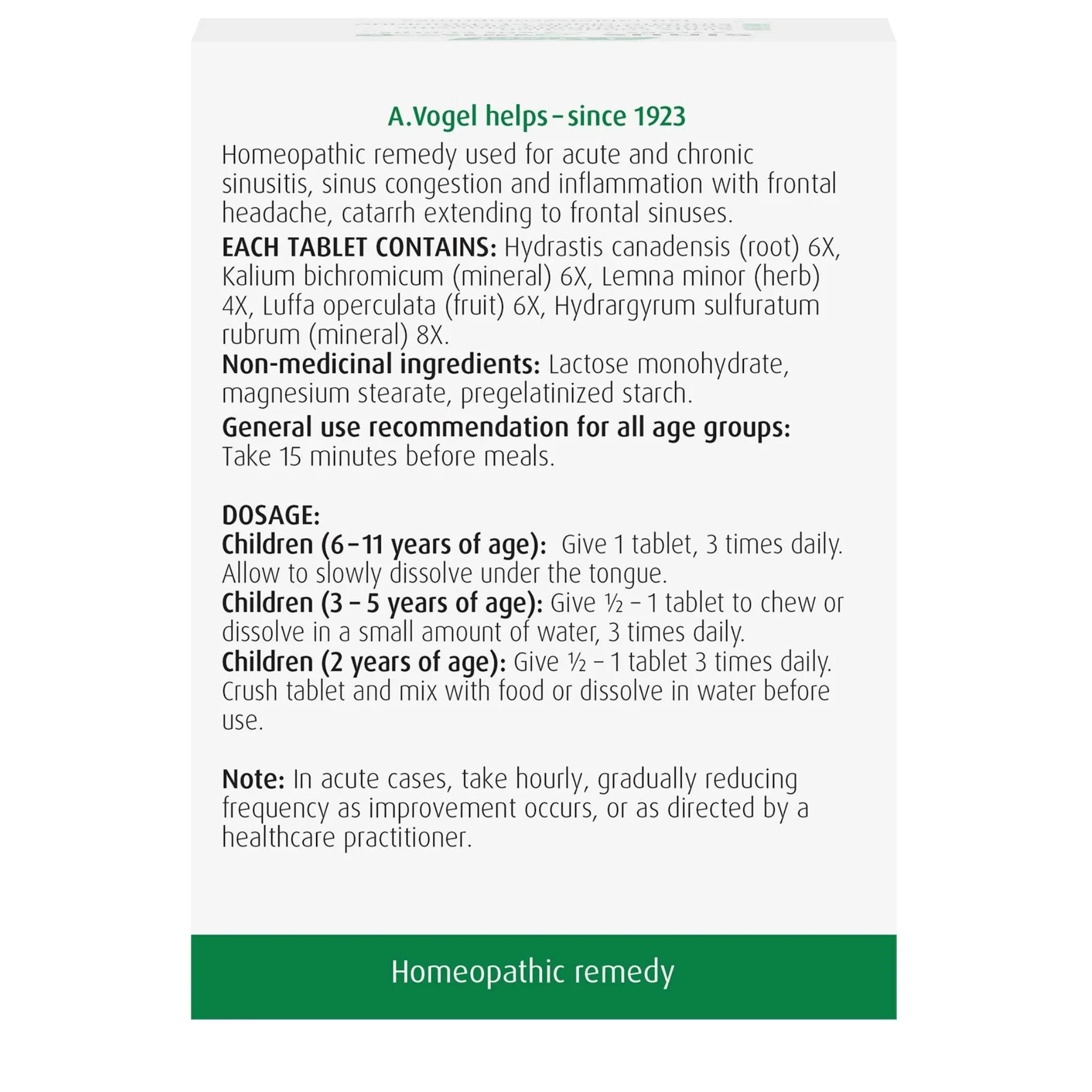 A.Vogel Sinus Junior, Gentle Homeopathic Sinus Relief for Ages 2 And Up, 120 Tablets - Image 2