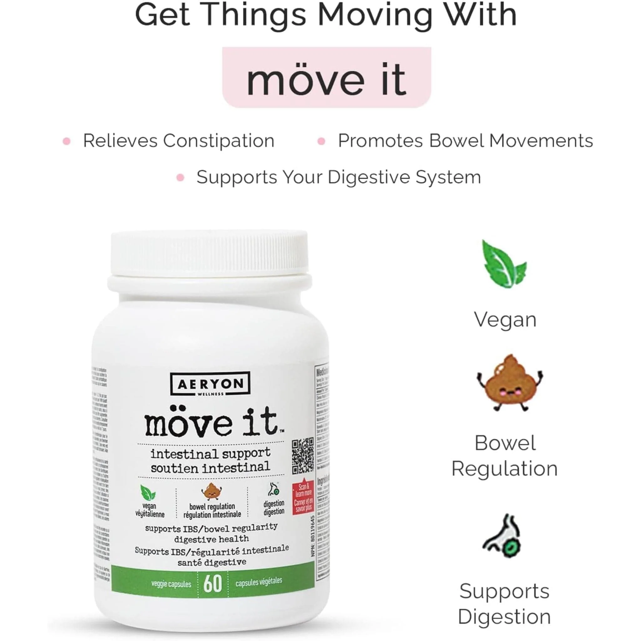 Aeryon Wellness Move It, Supports IBS, 60 Capsules - Image 4