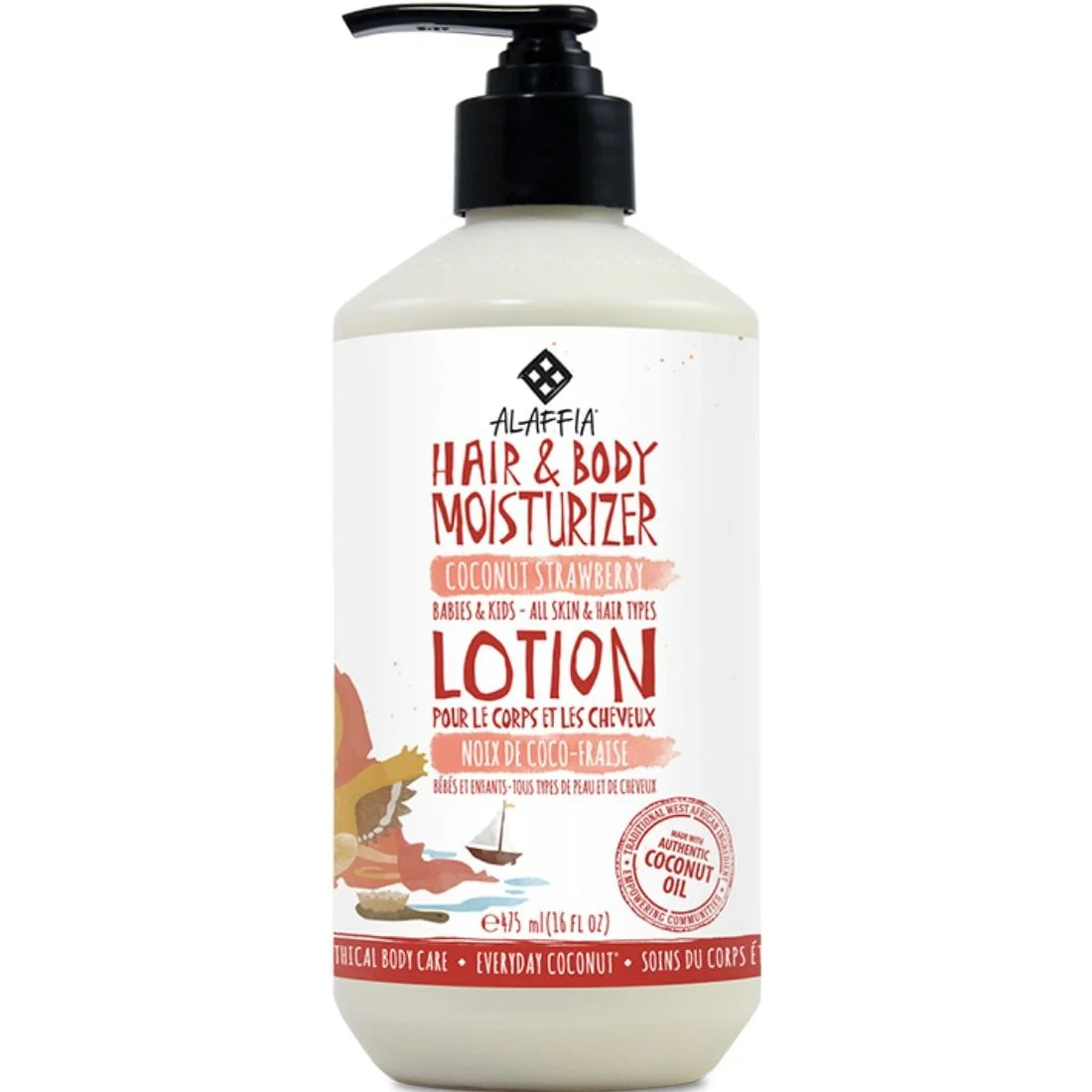 Alaffia Coconut Strawberry Hair & Body Lotion, 475ml