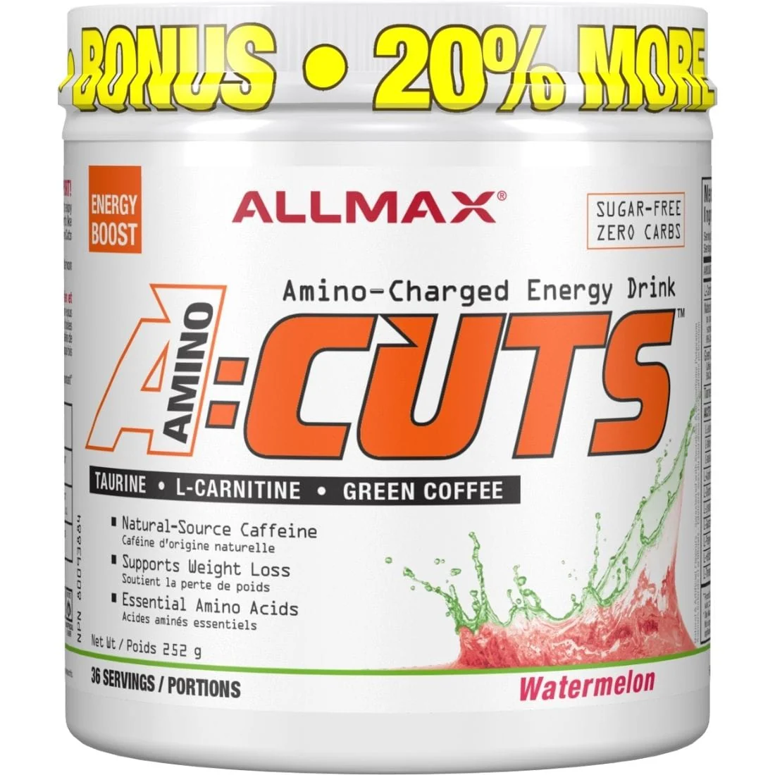 Allmax A:Cuts Aminocuts Amino-Charged Energy Drink, 4.2g Amino Acids, Sugar-Free, 36 Servings - Image 12