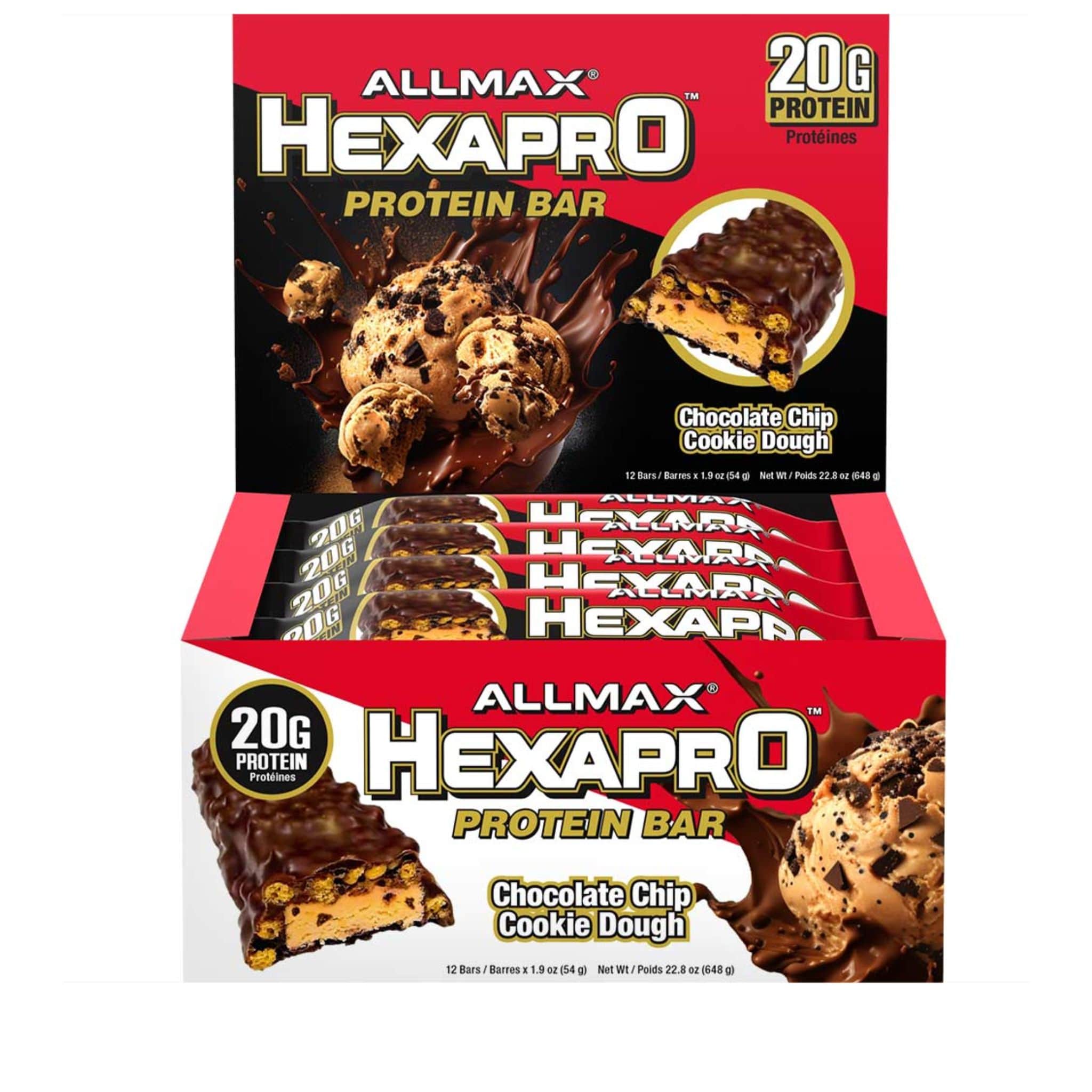 Allmax Hexapro Protein Bar, 12 x 54g, CLEARANCE 75% OFF, BEST BY APRIL 30, 2025