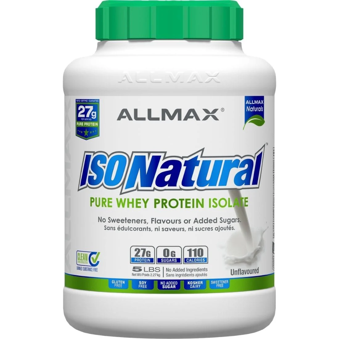 Allmax IsoNatural, 100% Natural Pure Whey Protein Isolate, 99% Lactose Free - Image 7