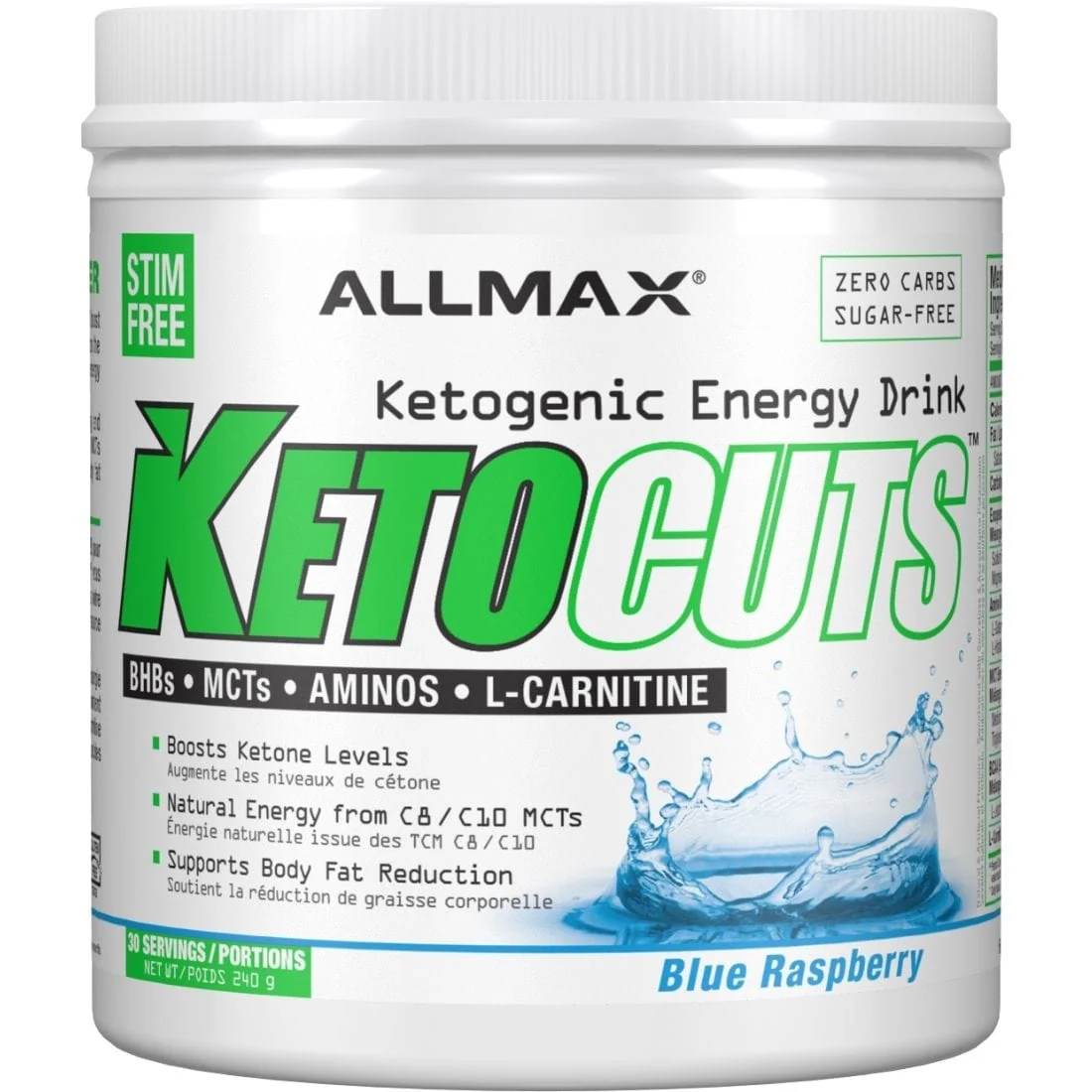 Allmax KetoCuts, Ketogenic Energy Drink, BHBs, MCTs, Aminos, Carnitine, ZERO SUGAR, 30 Servings - Image 2
