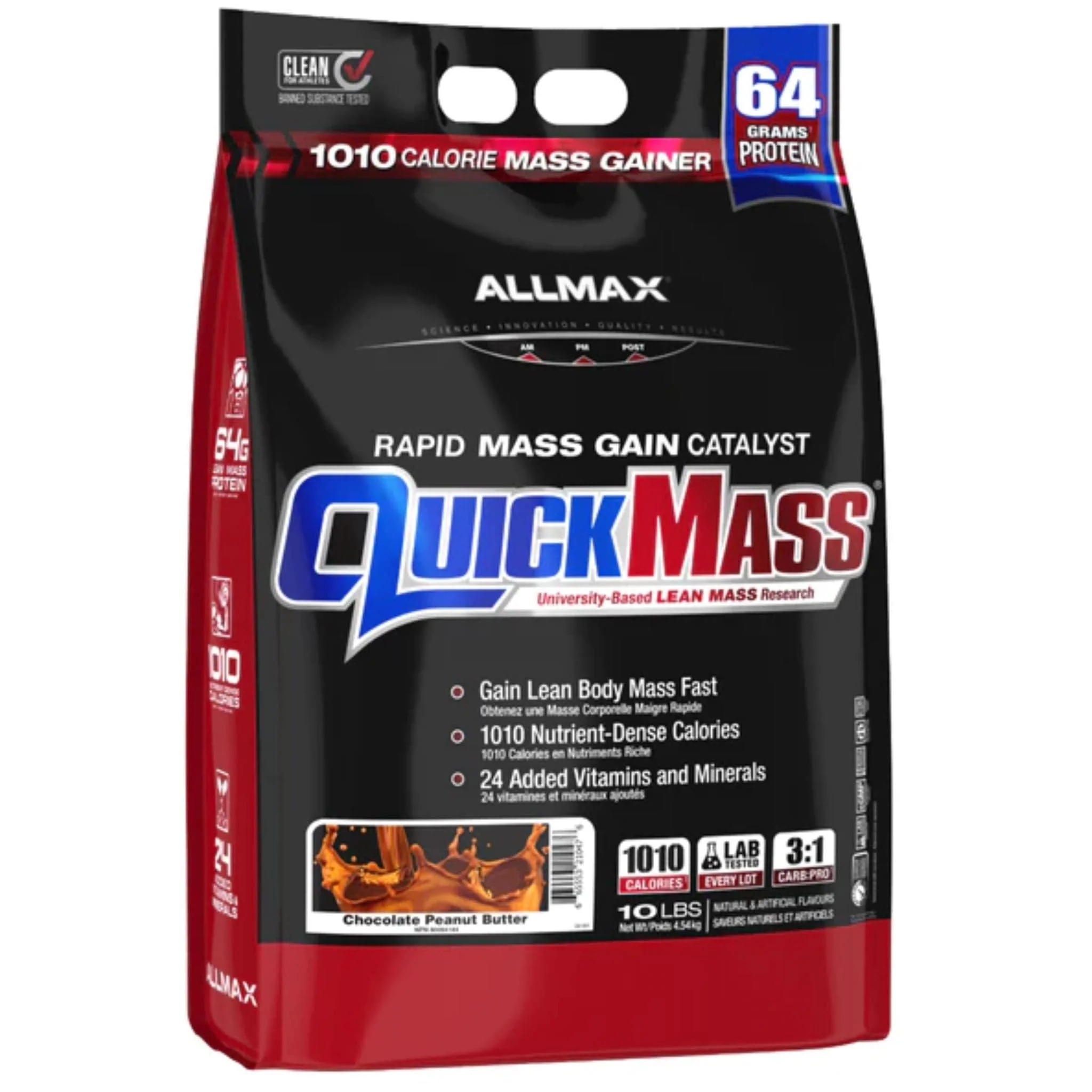 Allmax QuickMass, Rapid Lean Mass Gainer, 1010 Calories Plus Vitamins and Minerals, 10lb - Image 4