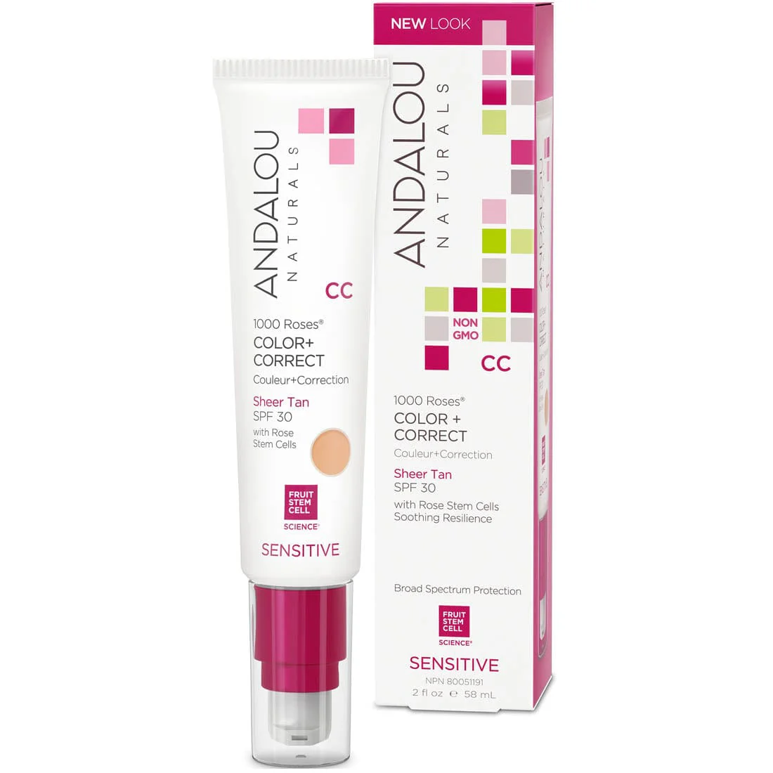Andalou Naturals 1000 Roses Colour & Correct Mosturizing Cream with SPF 30, Sensitive, 58ml - Image 3