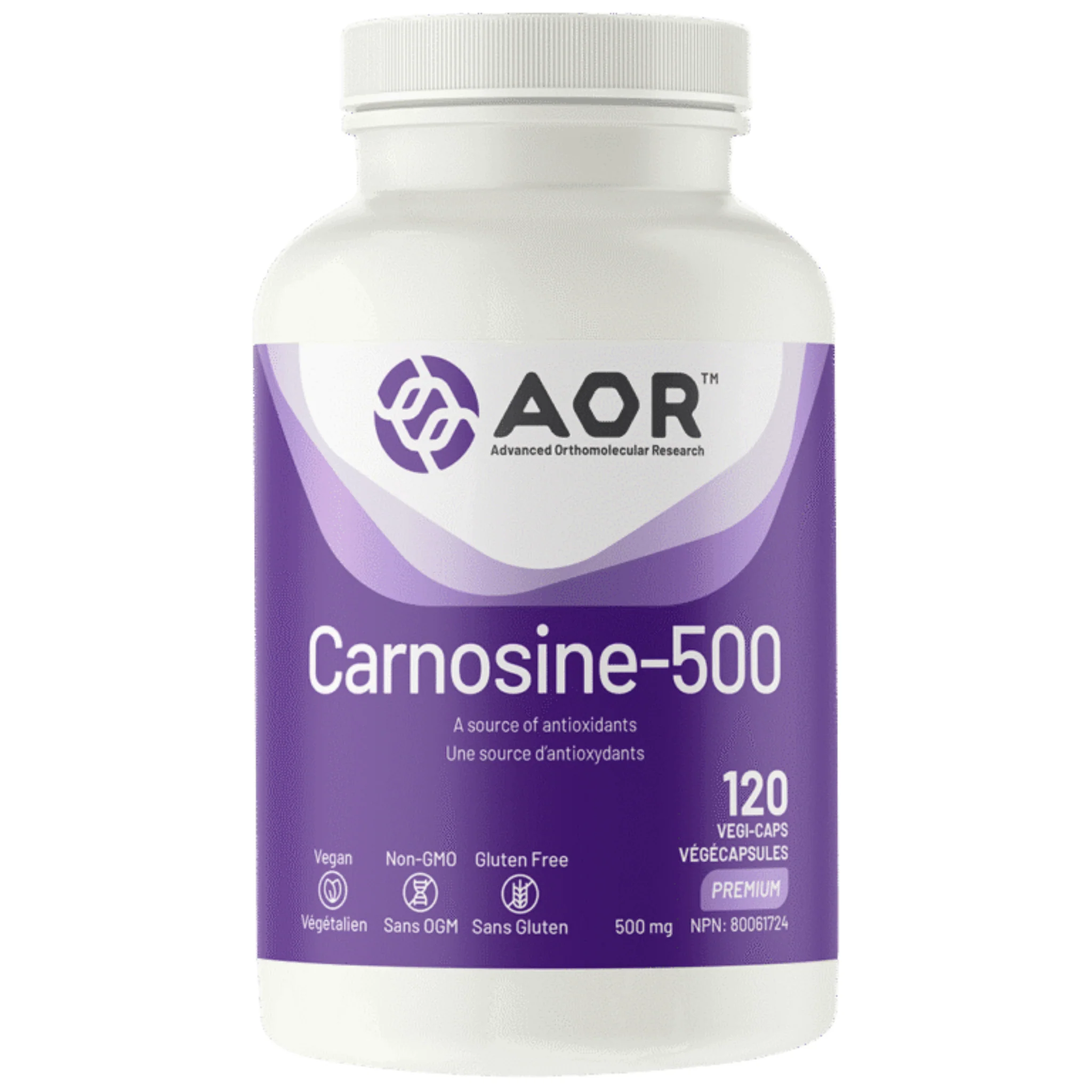 AOR Carnosine-500, 500mg, 60-120 Vegetable Capsules - Image 2
