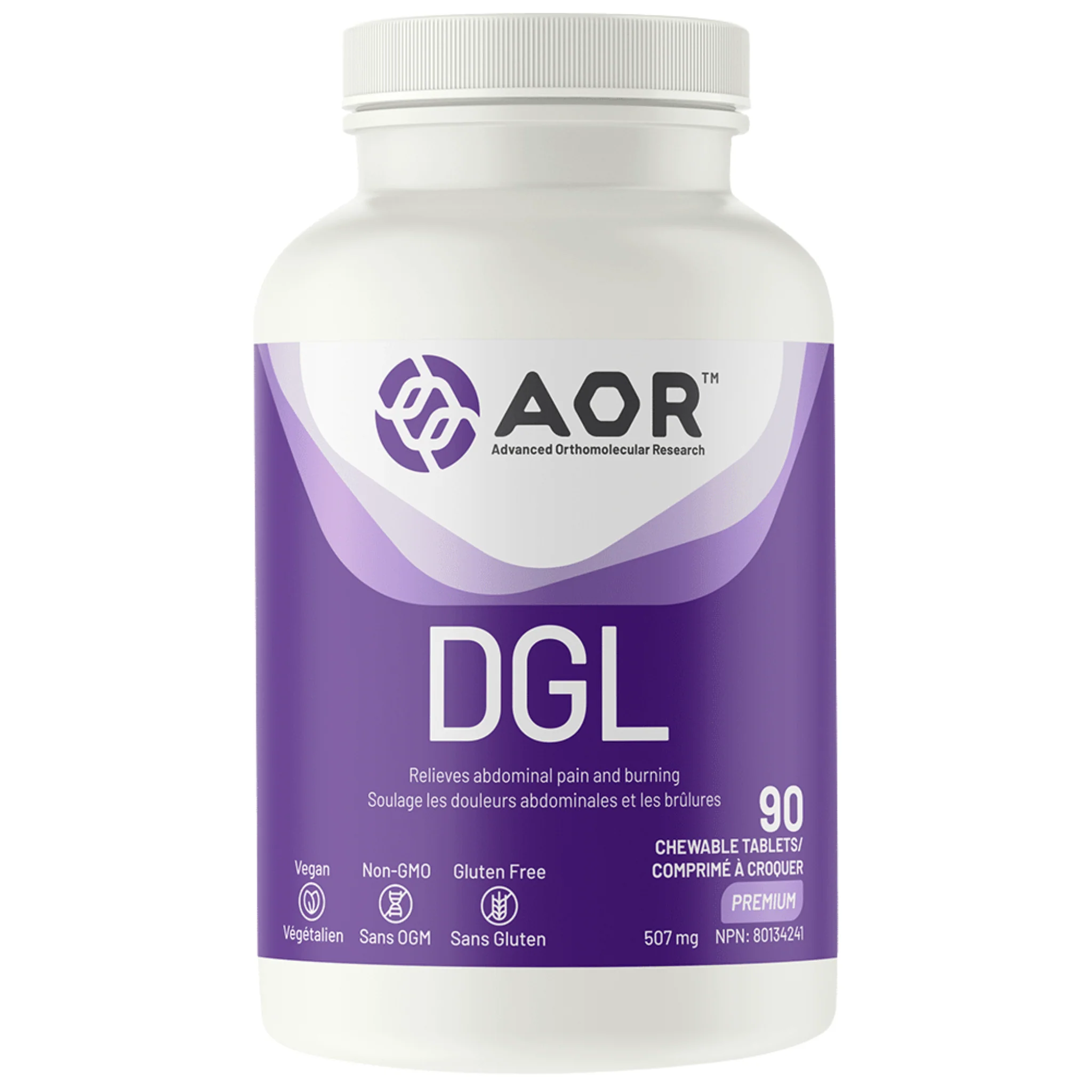 AOR DGL Chewable Deglycyrrhizinated Licorice Root Extract, Supports Digestion, Helps Relieve Gastrointestinal Tract Inflammations, 90 Chewable Tablets