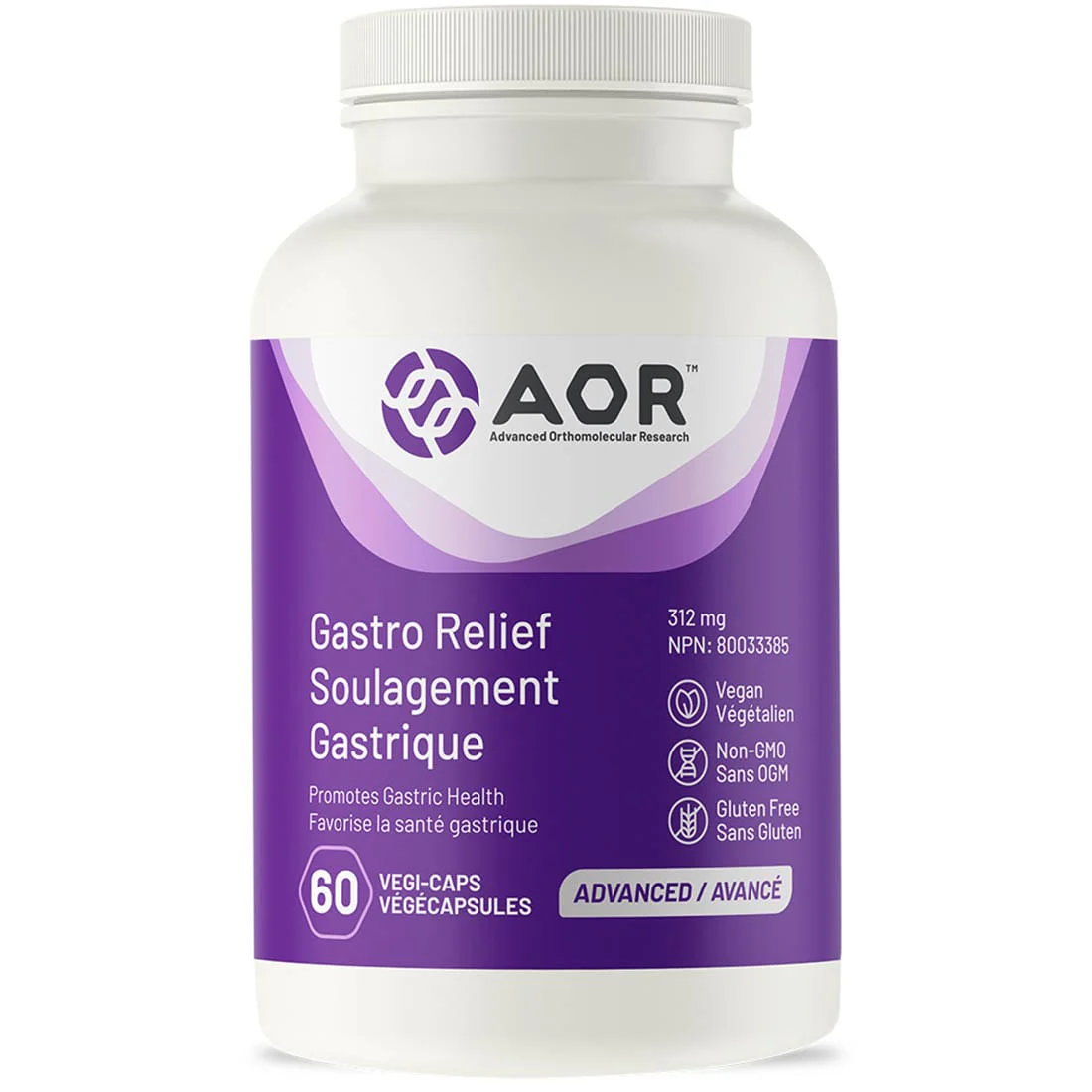 AOR Gastro Relief, Helps Relieve Digestive Upset, 312mg, 60-120 Vegetable Capsules
