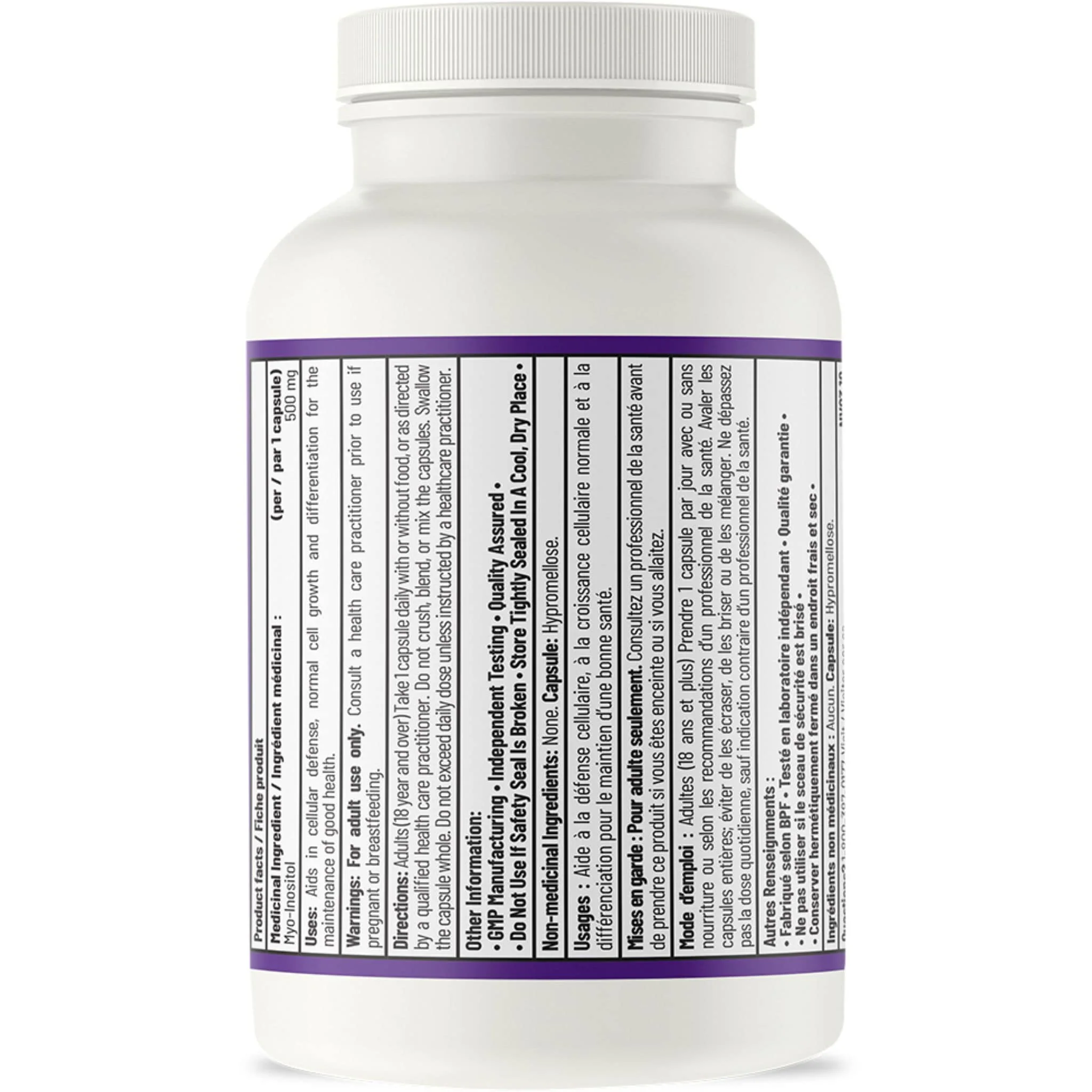 AOR Inositol, 500mg, 90-180 Vegetable Capsules - Image 2