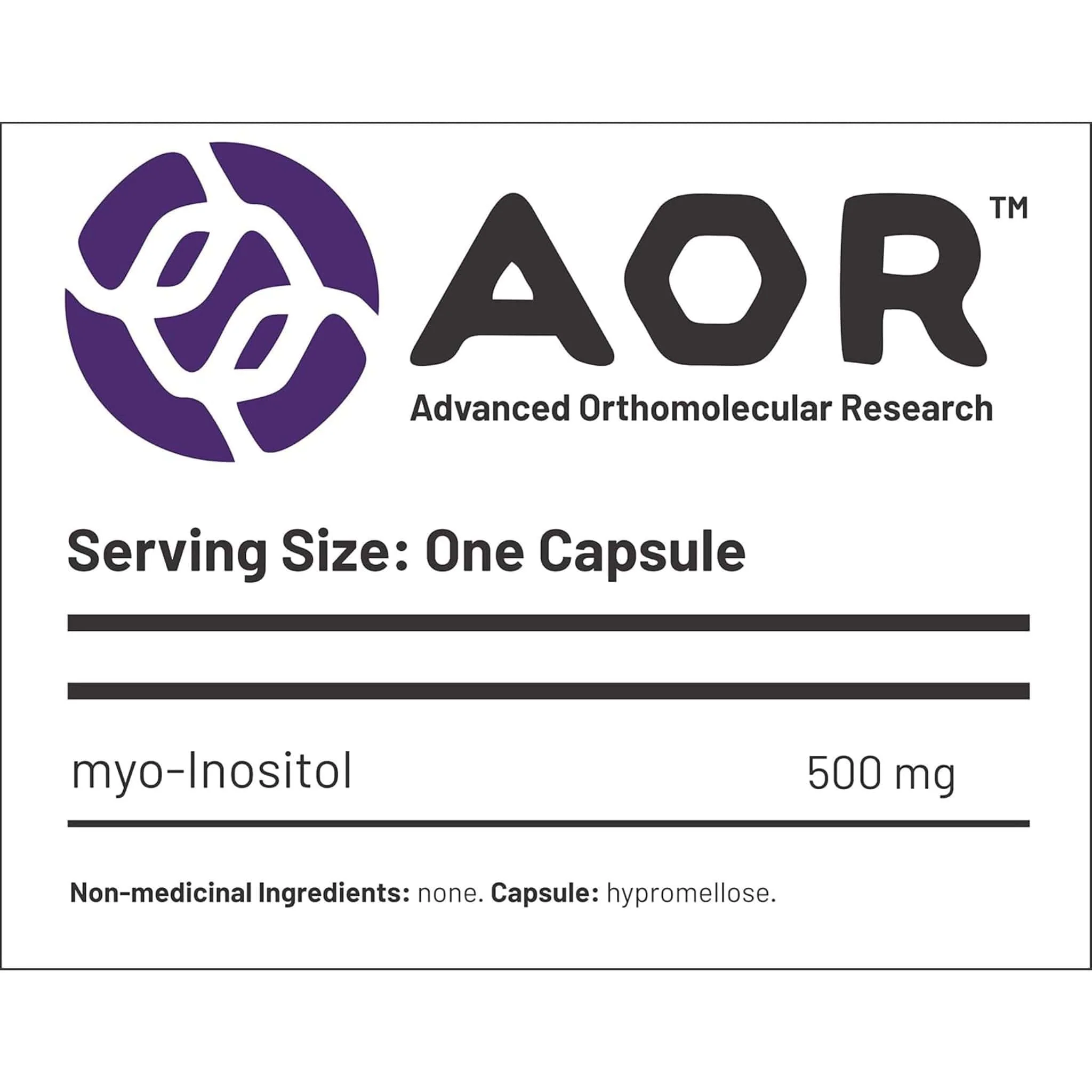 AOR Inositol, 500mg, 90-180 Vegetable Capsules - Image 9