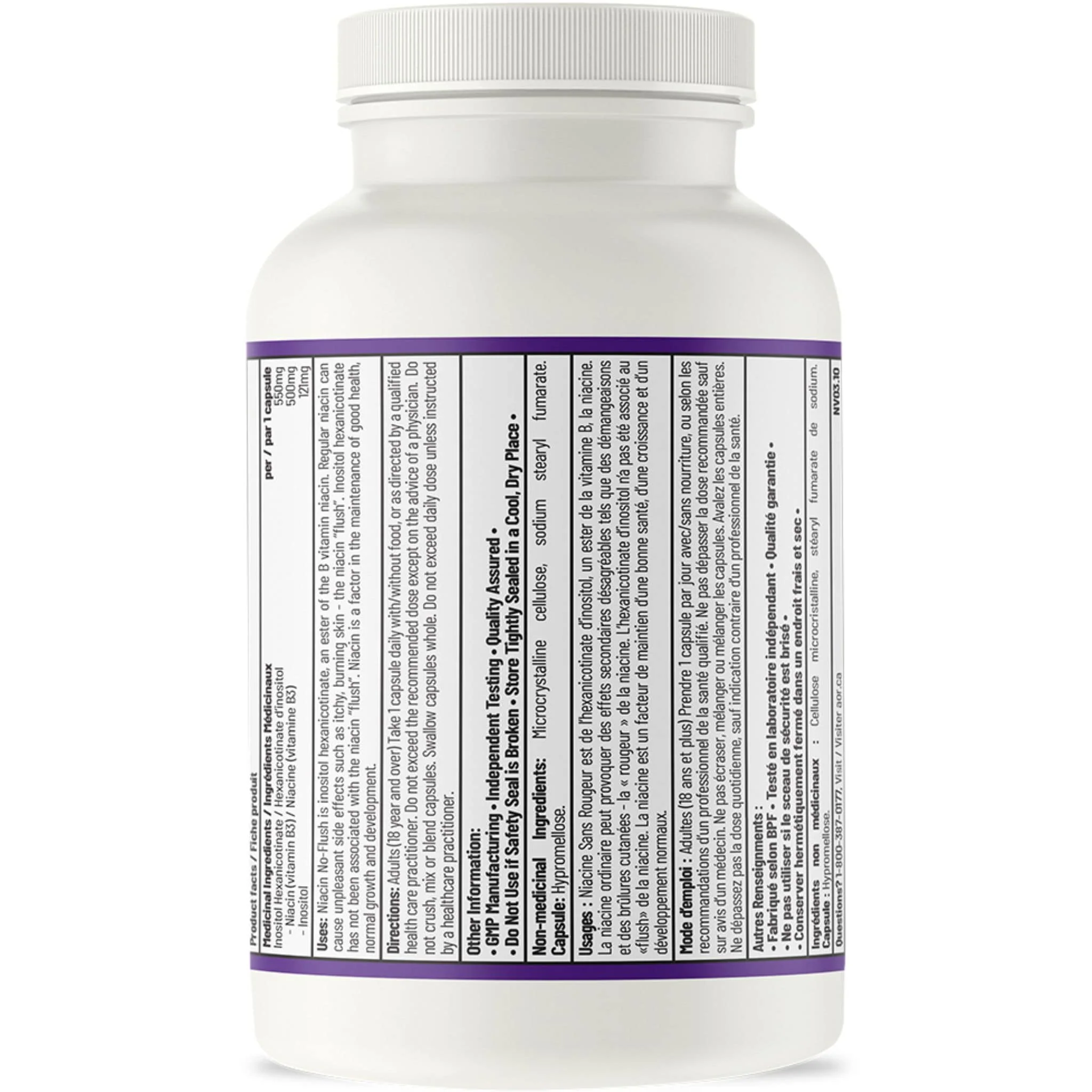 AOR Niacin No-Flush, 550mg, 90 Vegi-Capsules - Image 2