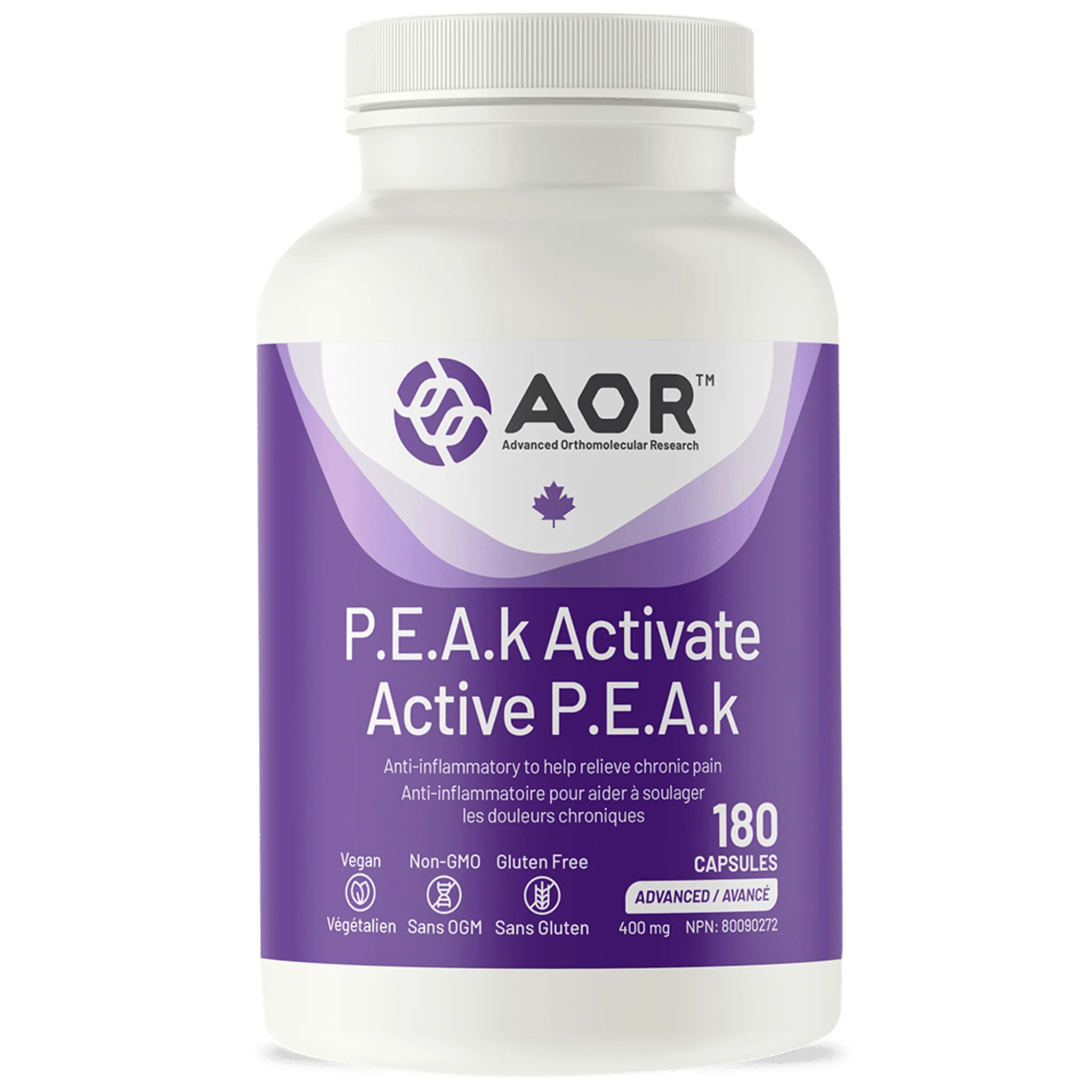 AOR P.E.A.k Activate 400mg (Endocannabinoid System Support), 90-180 Capsules - Image 2