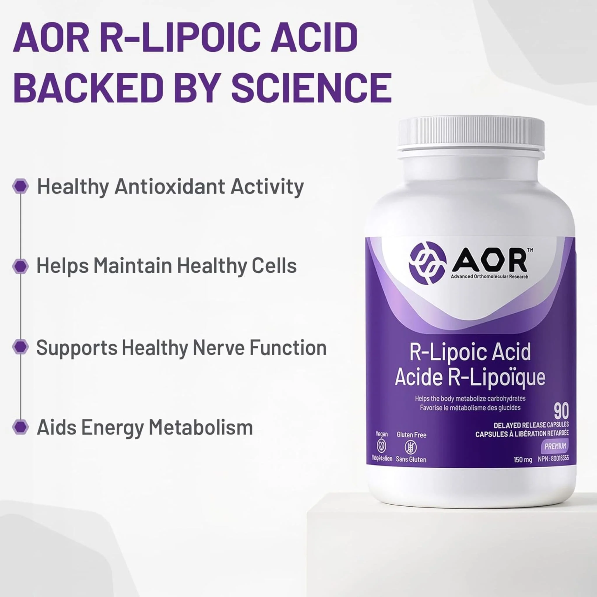 AOR R-Lipoic Acid 150mg Delayed Release Vegi-Capsules - Image 6