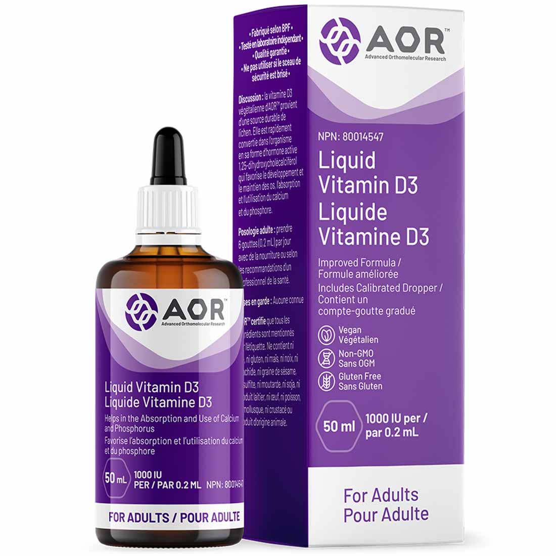 AOR Vitamin D3 Liquid Vitamin D Drops Adult, 1000IU Liquid - Image 2