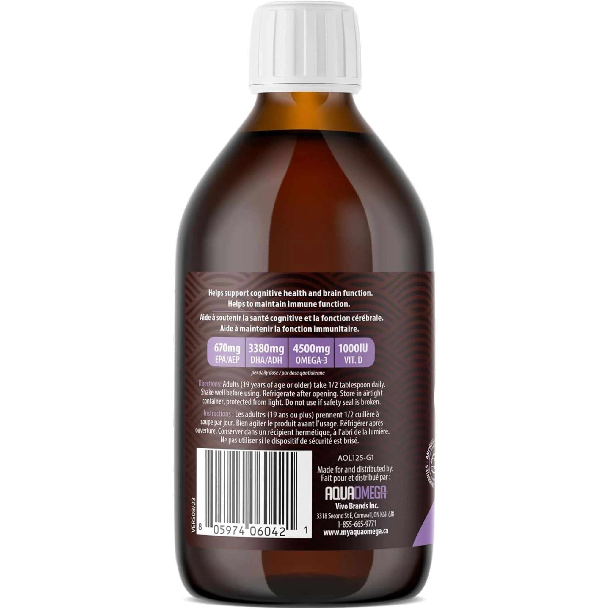 AquaOmega High DHA Omega 3 Fish Oil, 5X Extra Strength Liquid Fish Oil - Image 25