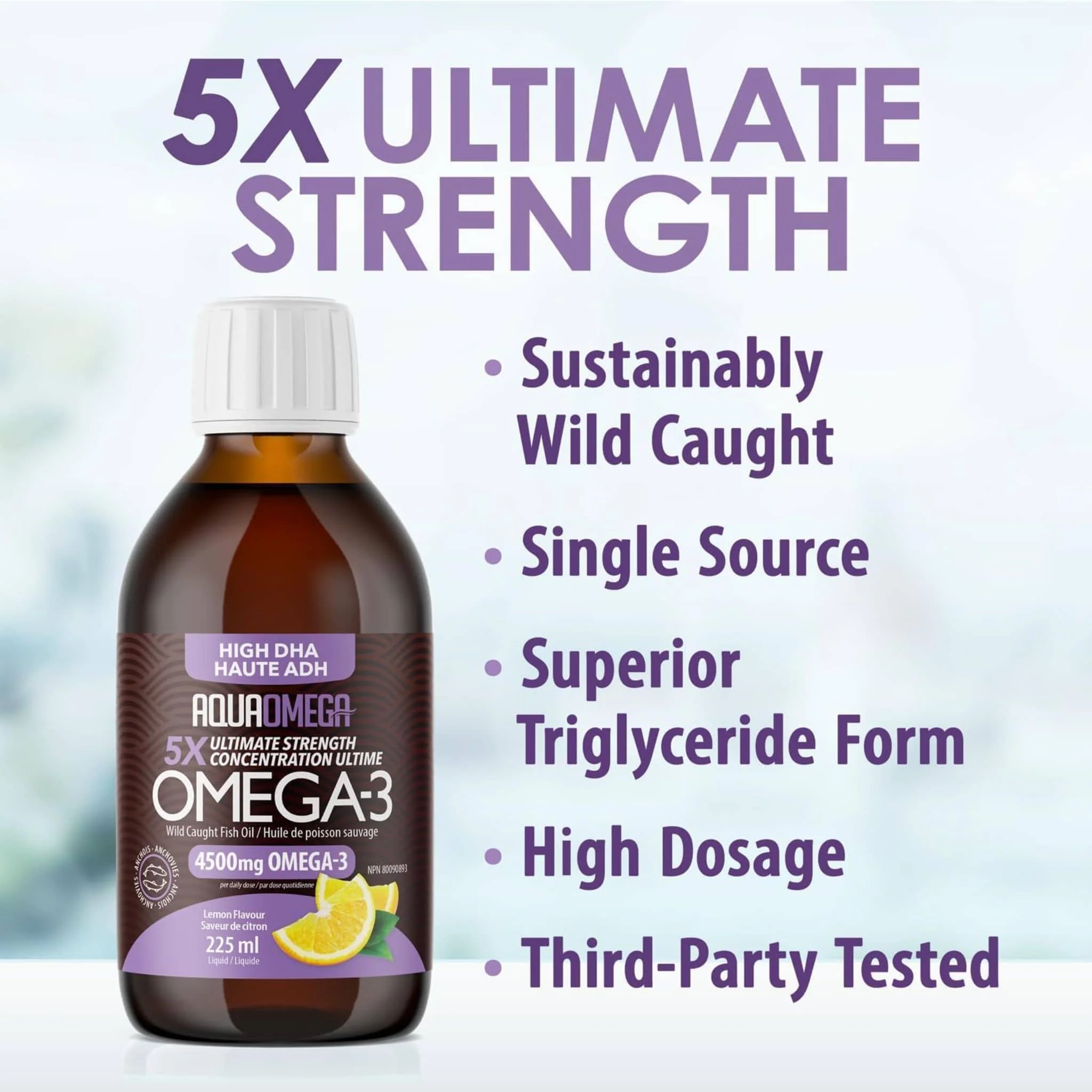 AquaOmega High DHA Omega 3 Fish Oil, 5X Extra Strength Liquid Fish Oil - Image 3