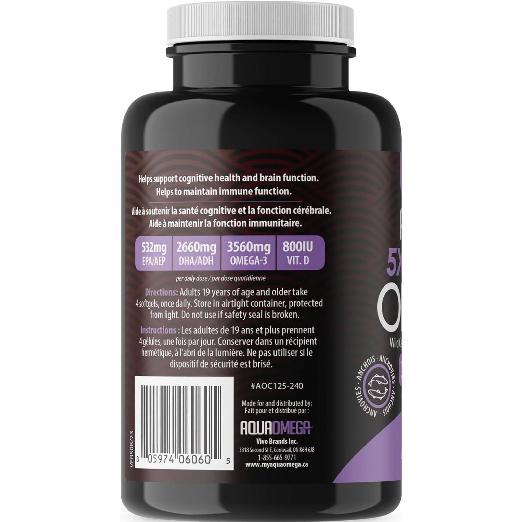 AquaOmega High DHA Omega 3 Fish Oil, 5X Extra Strength Fish Oil Softgels - Image 12