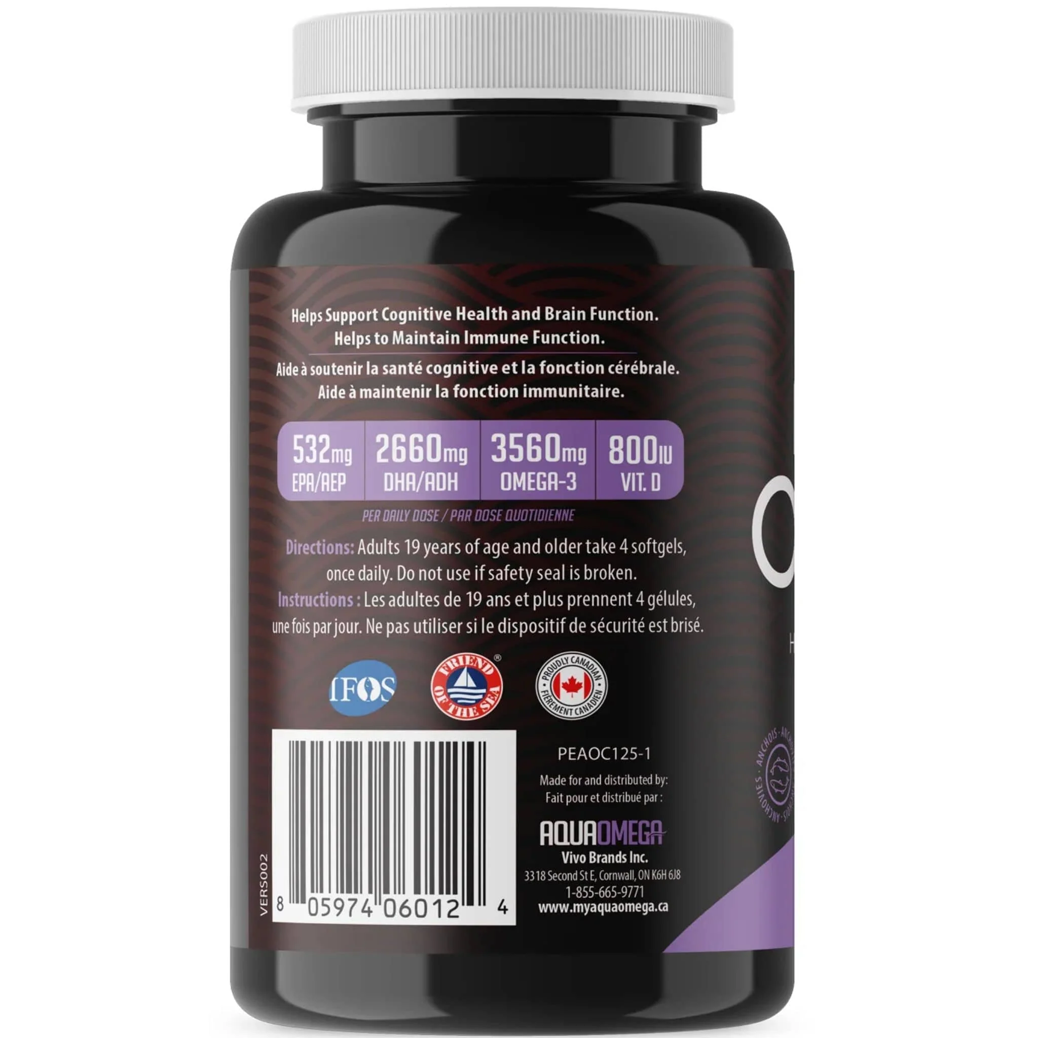 AquaOmega High DHA Omega 3 Fish Oil, 5X Extra Strength Fish Oil Softgels - Image 4