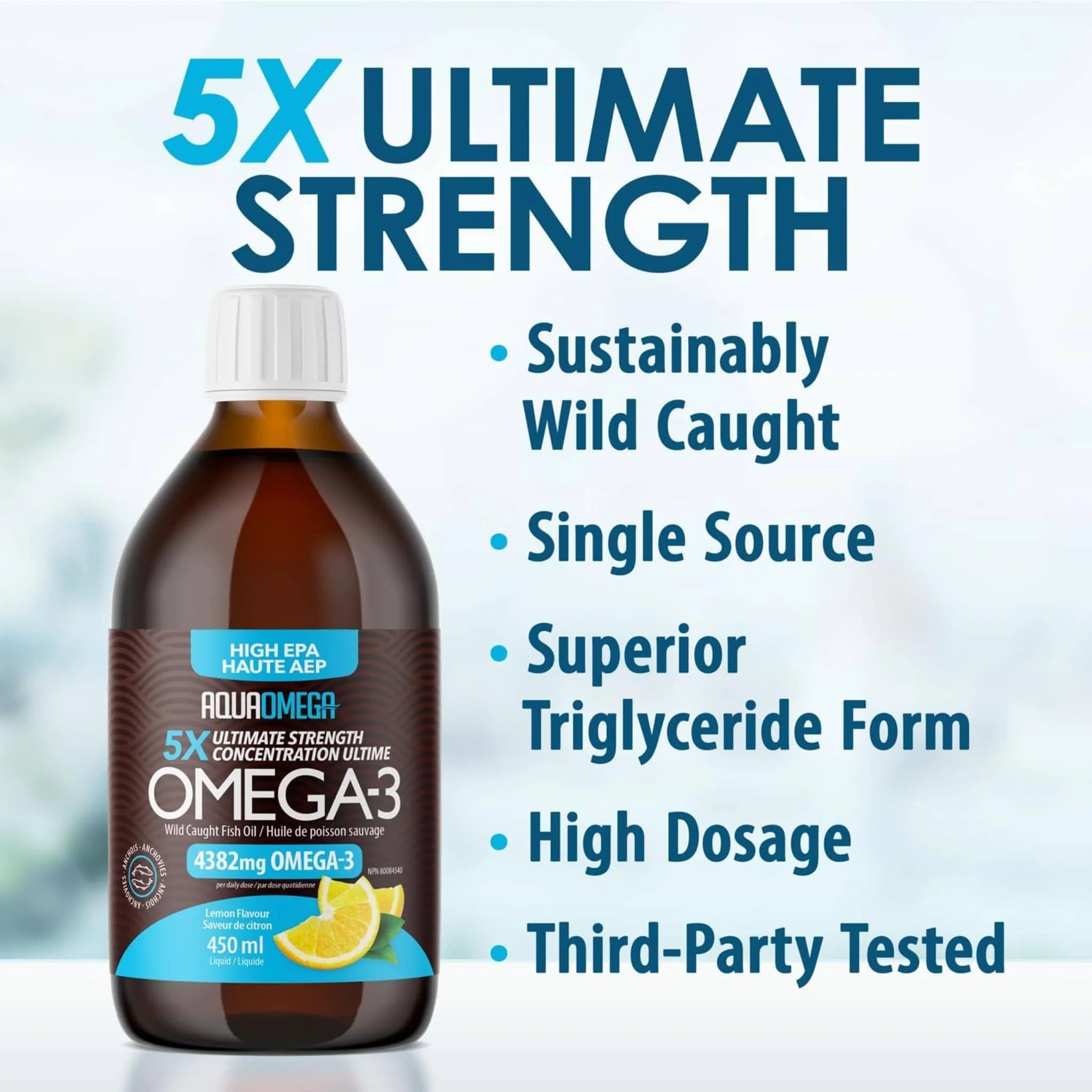 AquaOmega High EPA Omega 3 Fish Oil, 5X Extra Strength Liquid Fish Oil - Image 11