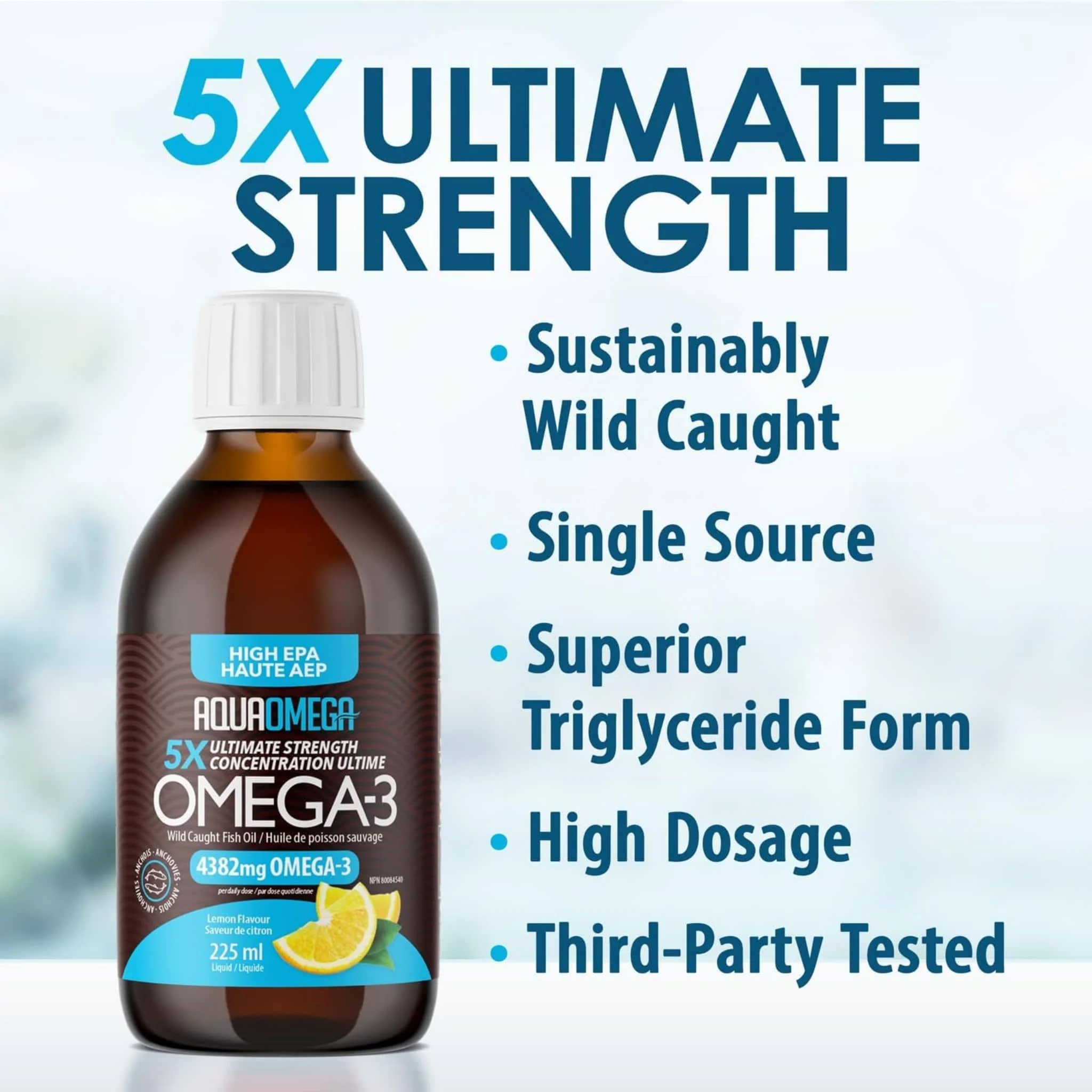 AquaOmega High EPA Omega 3 Fish Oil, 5X Extra Strength Liquid Fish Oil - Image 6