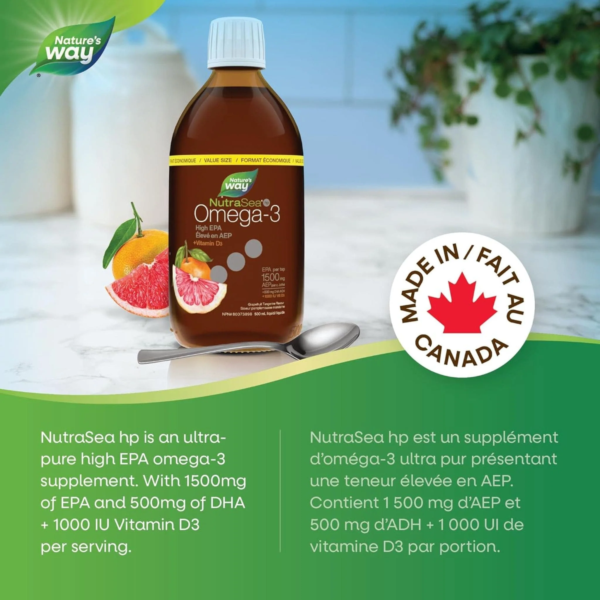 NutraSea HP +D Omega-3 High EPA Grapefruit Tangerine - Image 5