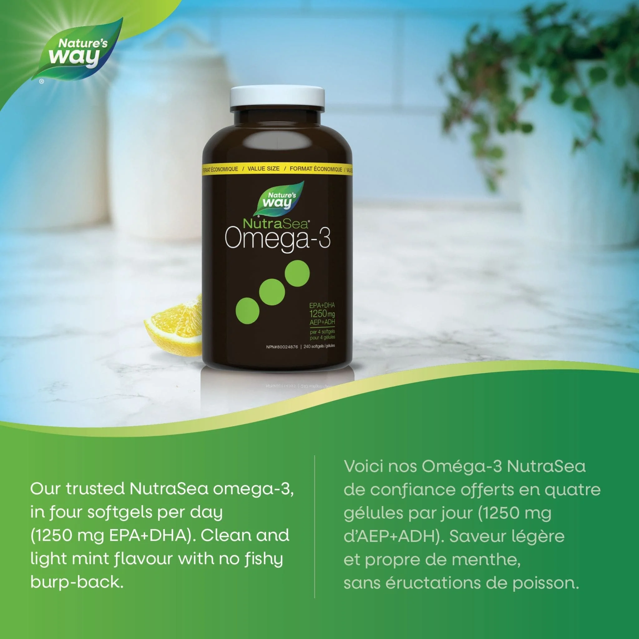 NutraSea Omega-3 Fish Oil Softgels, 240 Softgels - Image 3