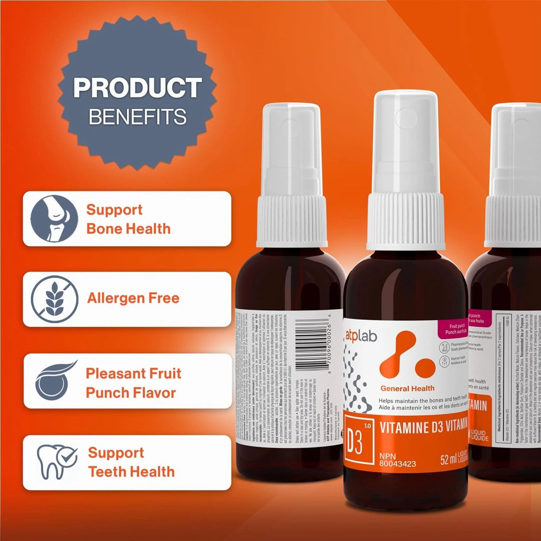 ATP Lab D3 Vitamin Spray, 52ml, Fruit Punch - Image 4