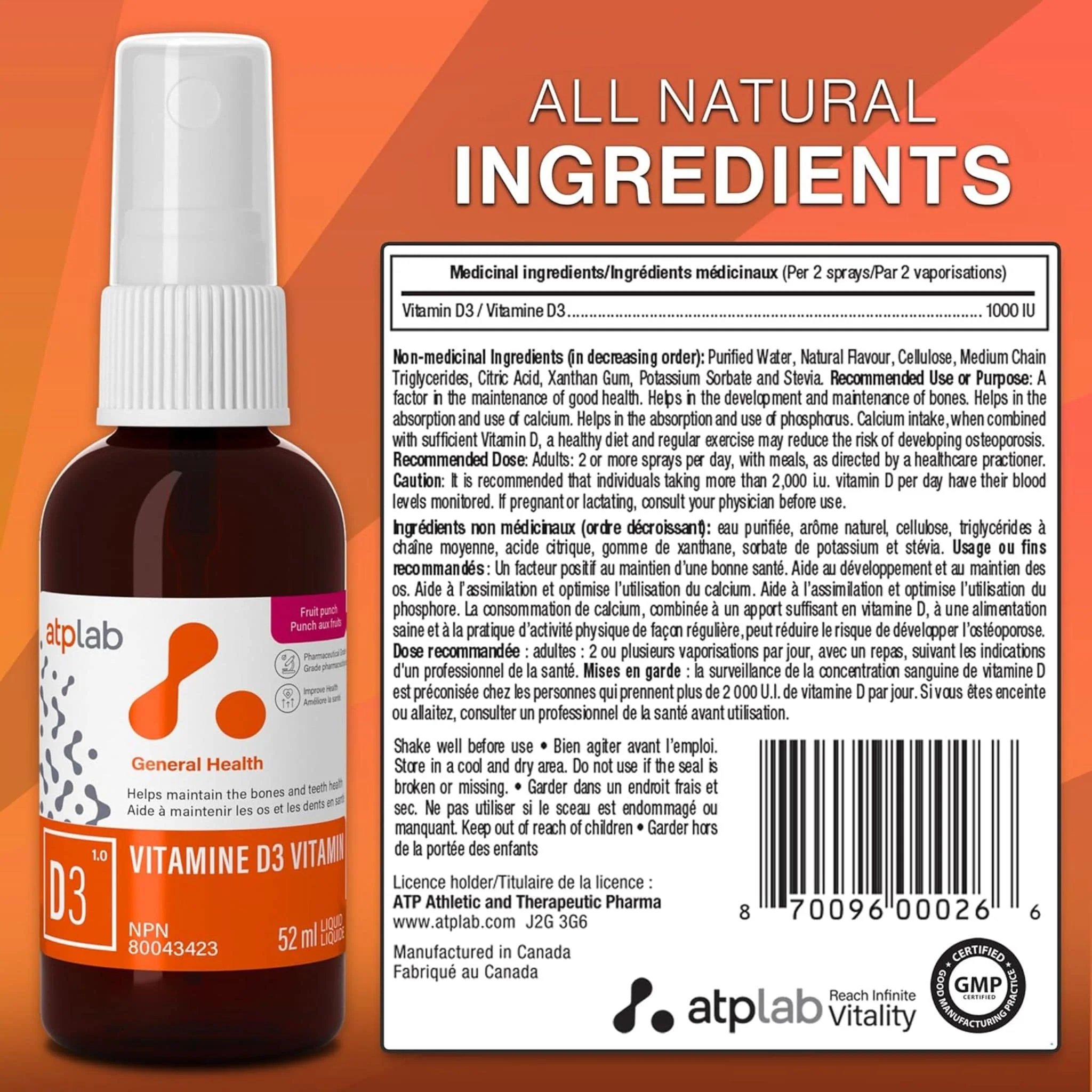 ATP Lab D3 Vitamin Spray, 52ml, Fruit Punch - Image 7