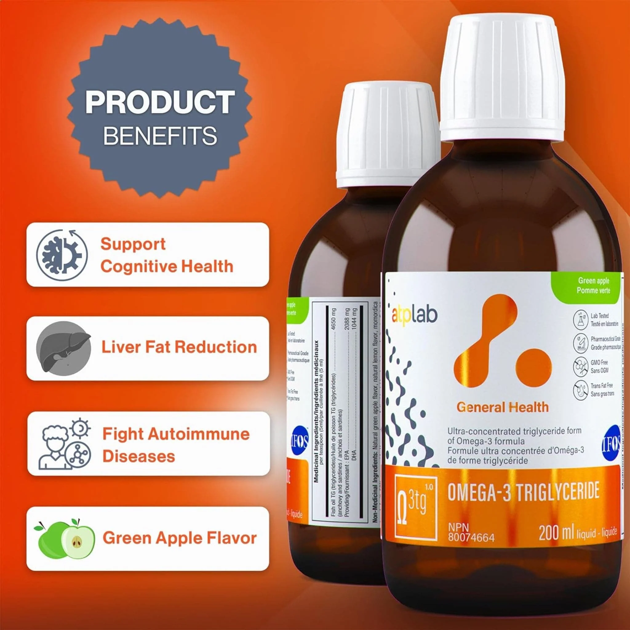 ATP Lab Omega-3 Triglyceride, Supports Brain and Cardiovascular Health, 200ml - Image 7