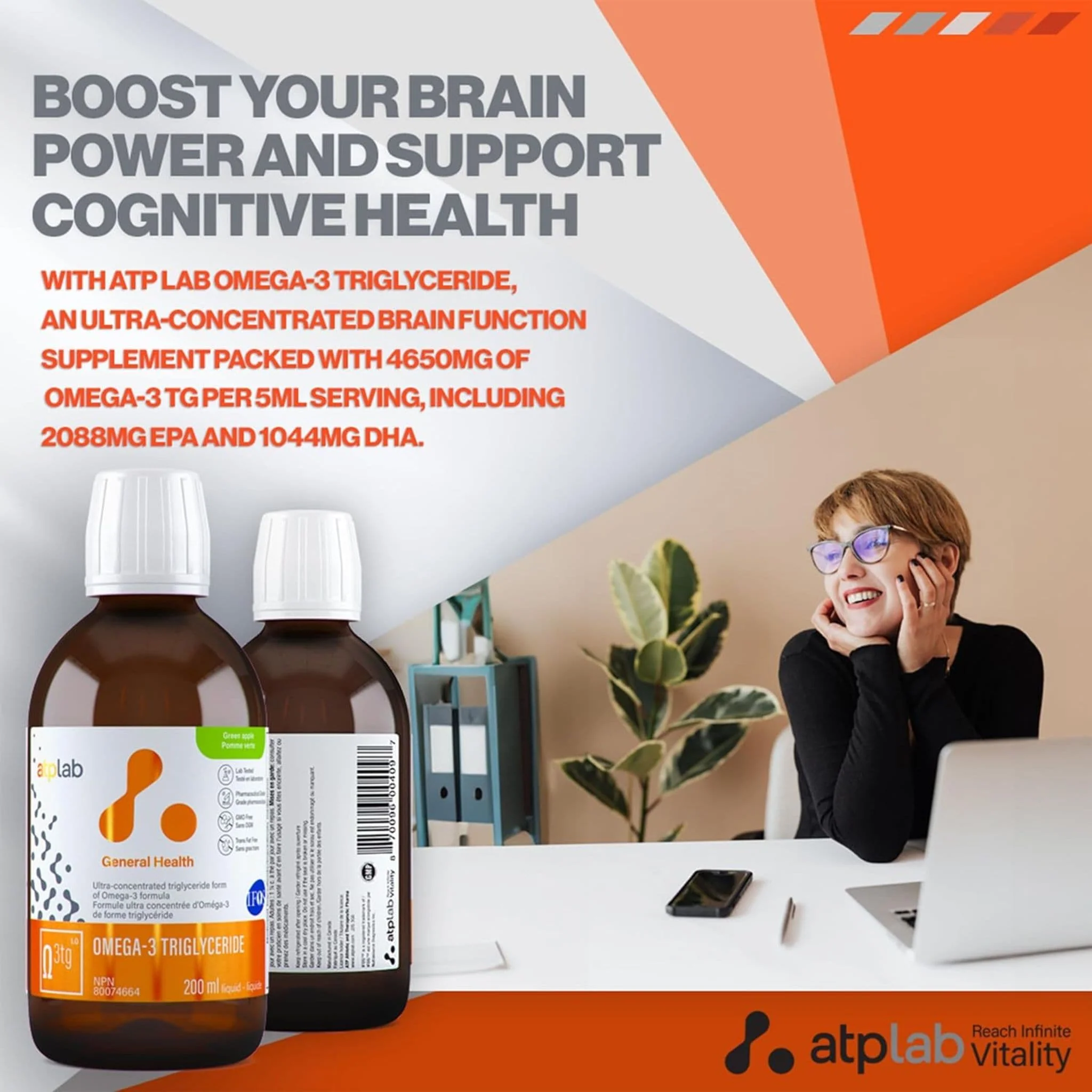 ATP Lab Omega-3 Triglyceride, Supports Brain and Cardiovascular Health, 200ml - Image 8