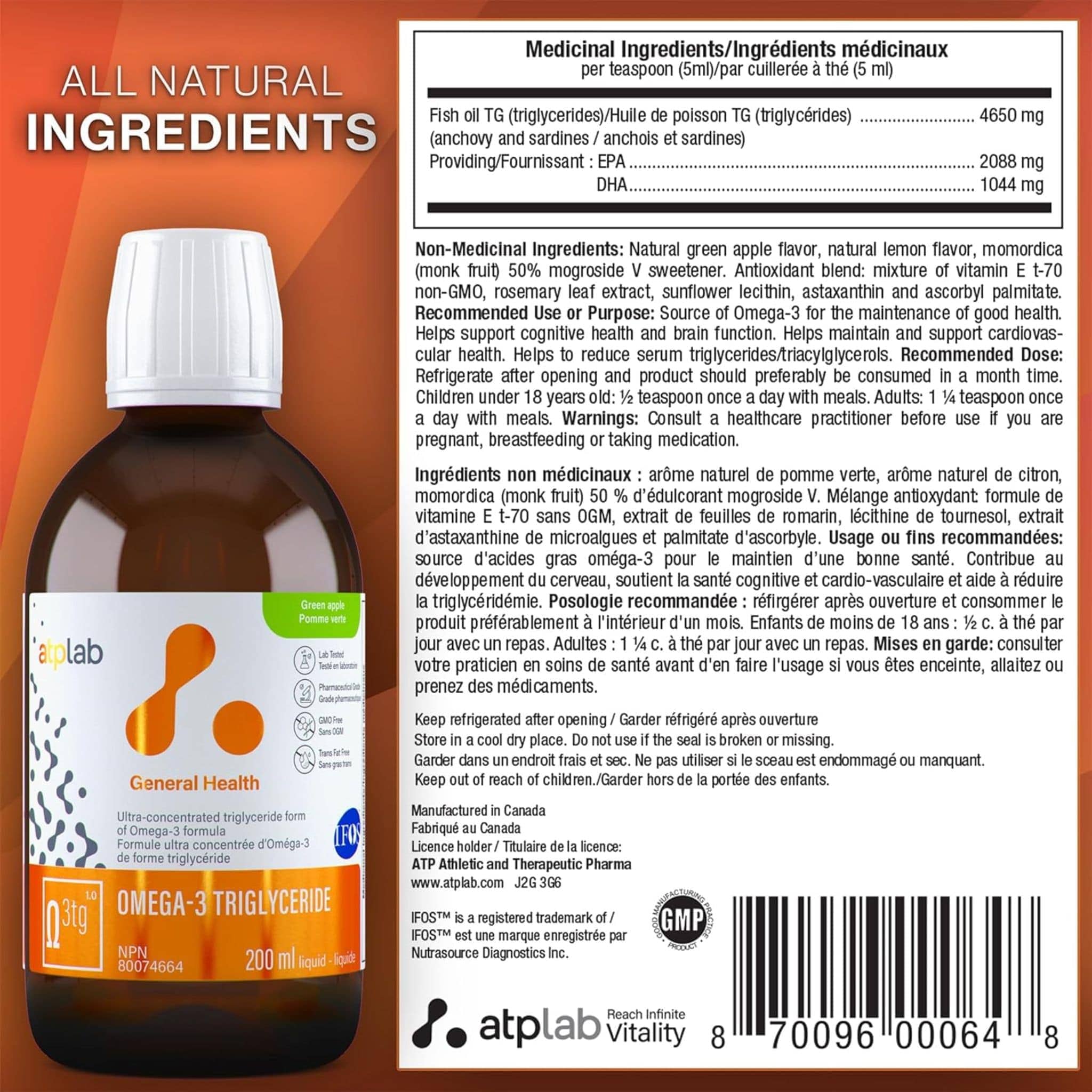 ATP Lab Omega-3 Triglyceride, Supports Brain and Cardiovascular Health, 200ml - Image 9