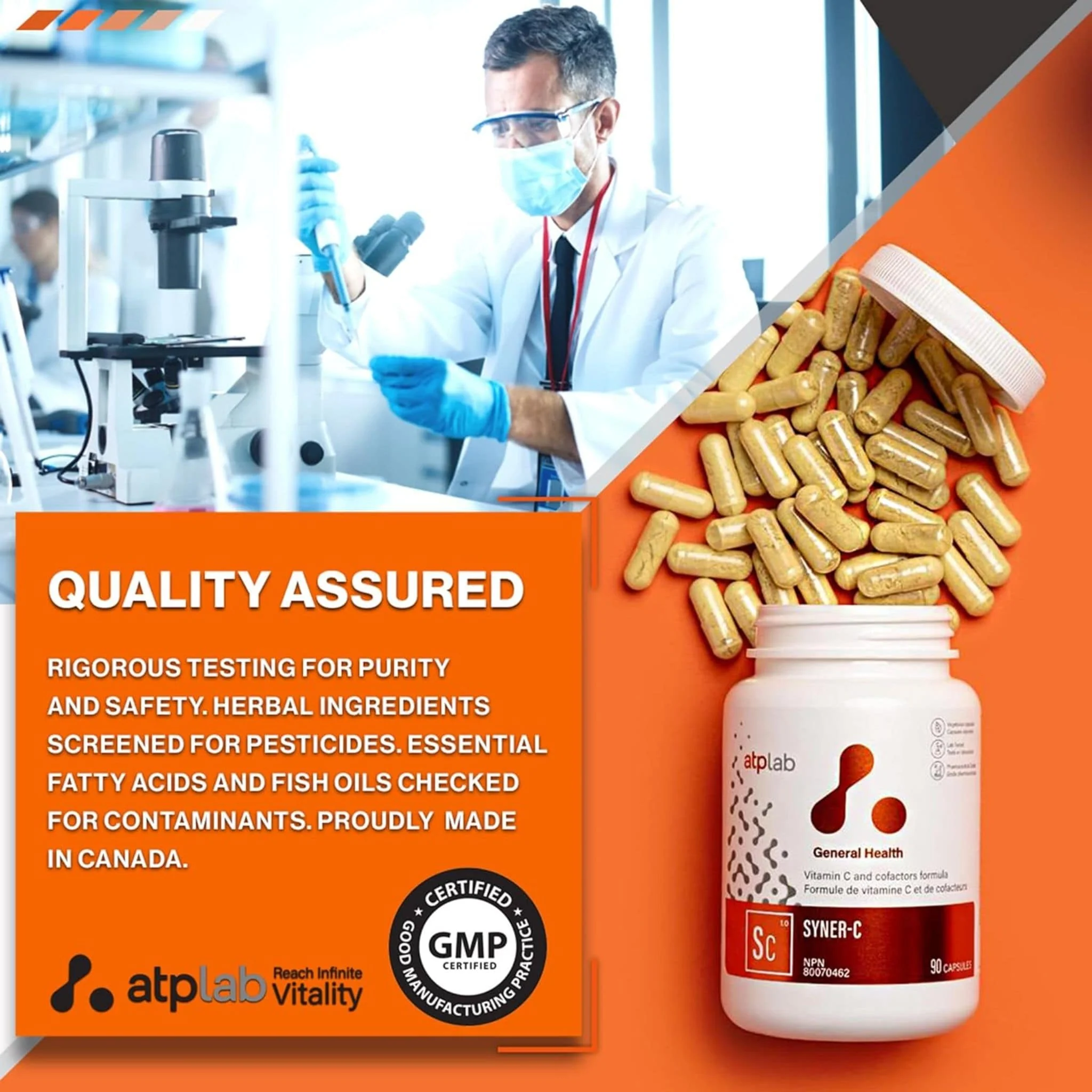 ATP Lab Syner-C, Ultra-Potent Cheleated Vitamin C with Quercetin, 90 Vegetable Capsules - Image 10