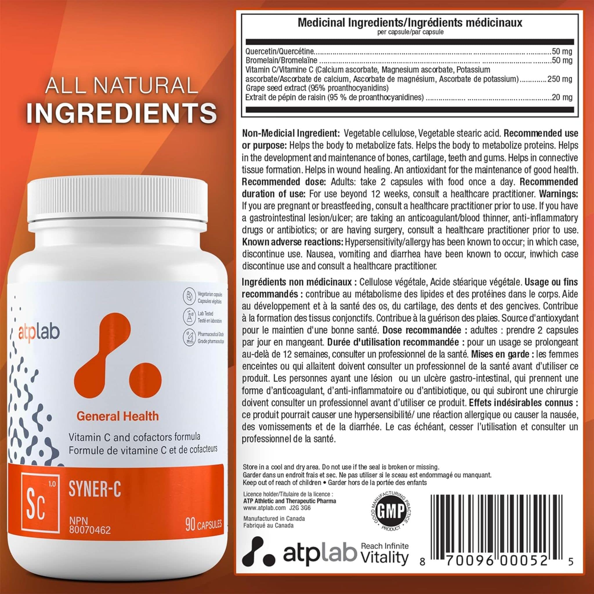 ATP Lab Syner-C, Ultra-Potent Cheleated Vitamin C with Quercetin, 90 Vegetable Capsules - Image 9