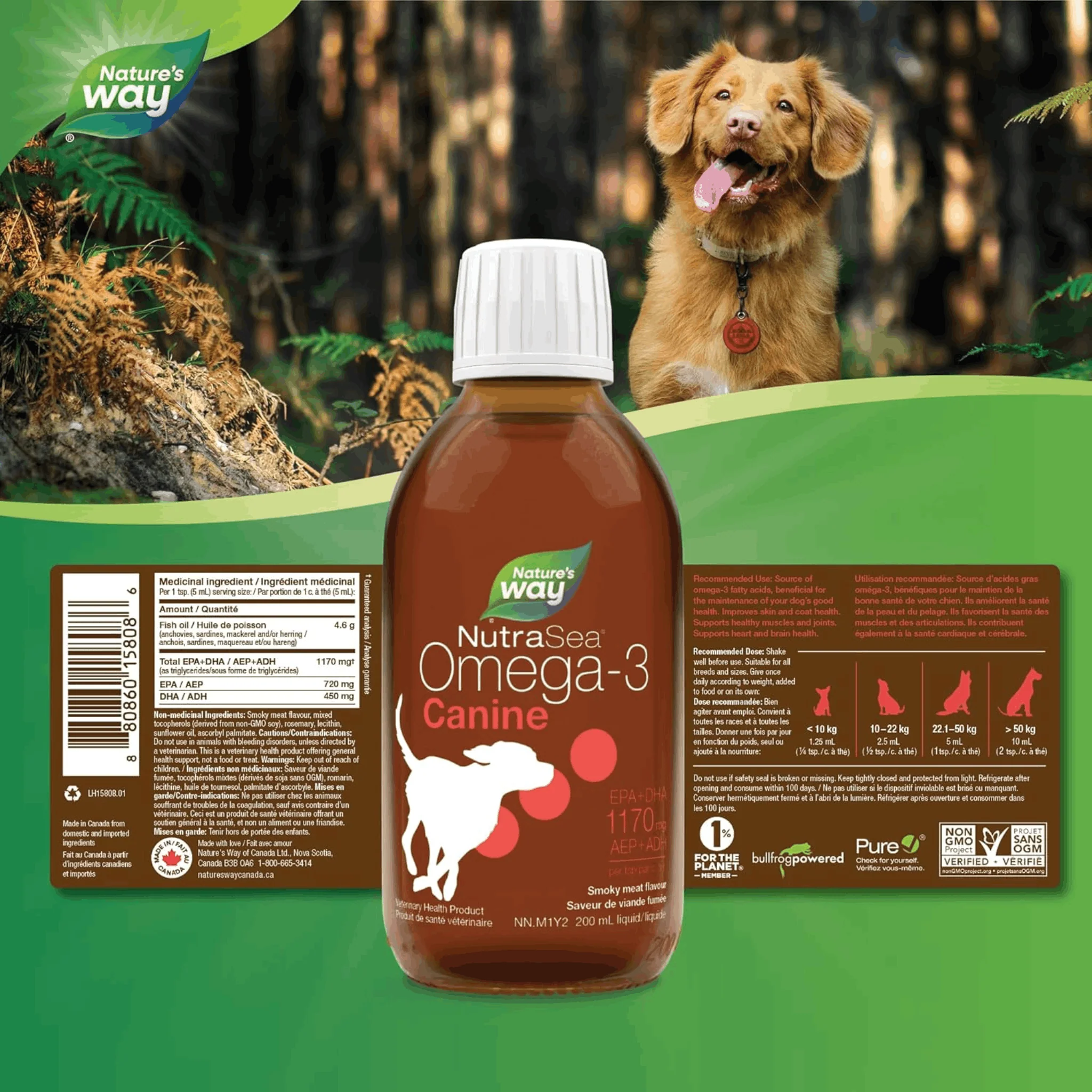 NutraSea Omega-3 Canine Liquid Fish Oil for Dogs (Formerly Baie Run), 1170mg EPA & DHA, Skin, Coat, Joint & Heart Support, 200-500ml - Image 4
