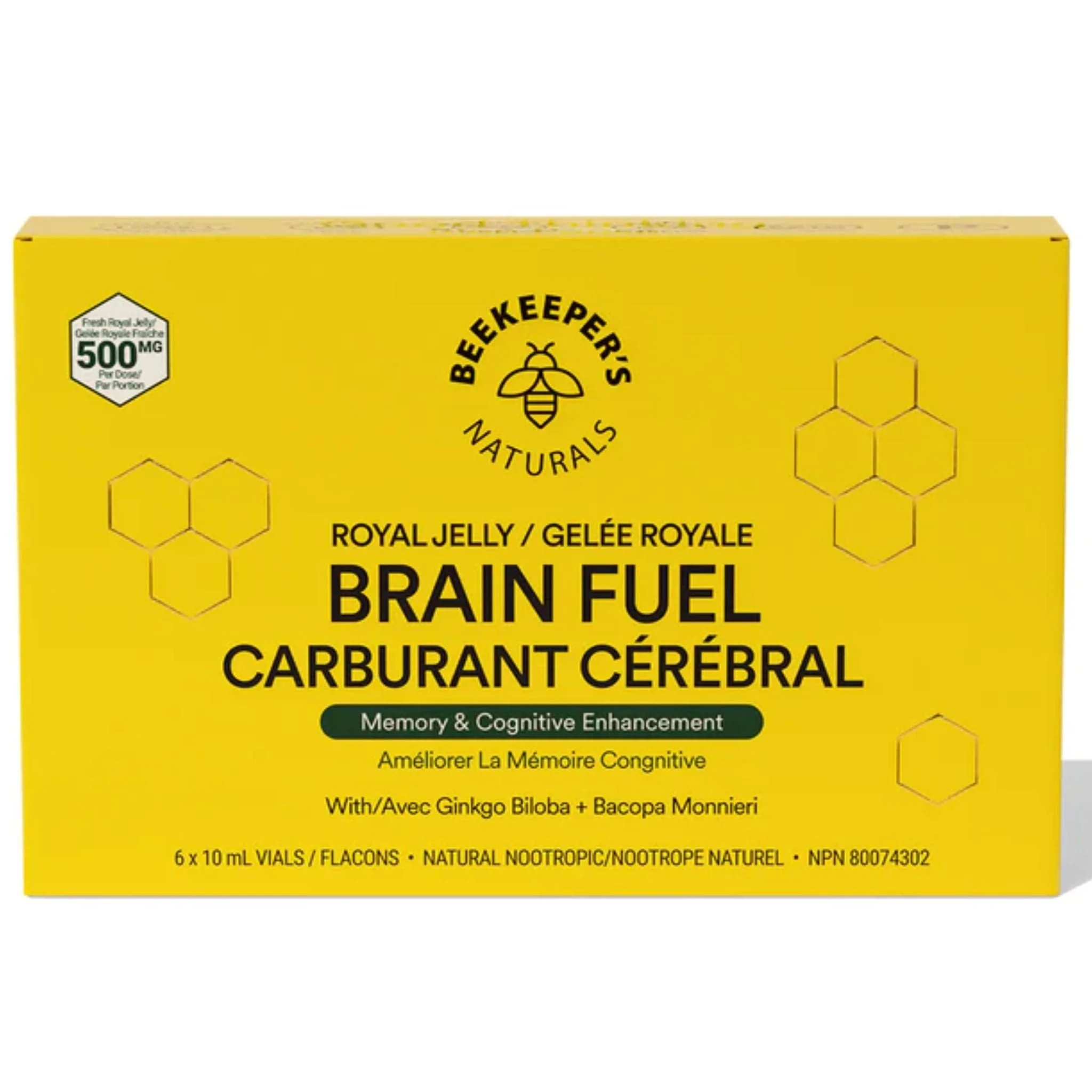Beekeepers Naturals Brain Fuel Nootropic for Memory and Cognitive Enhancement, Single Dose Vials