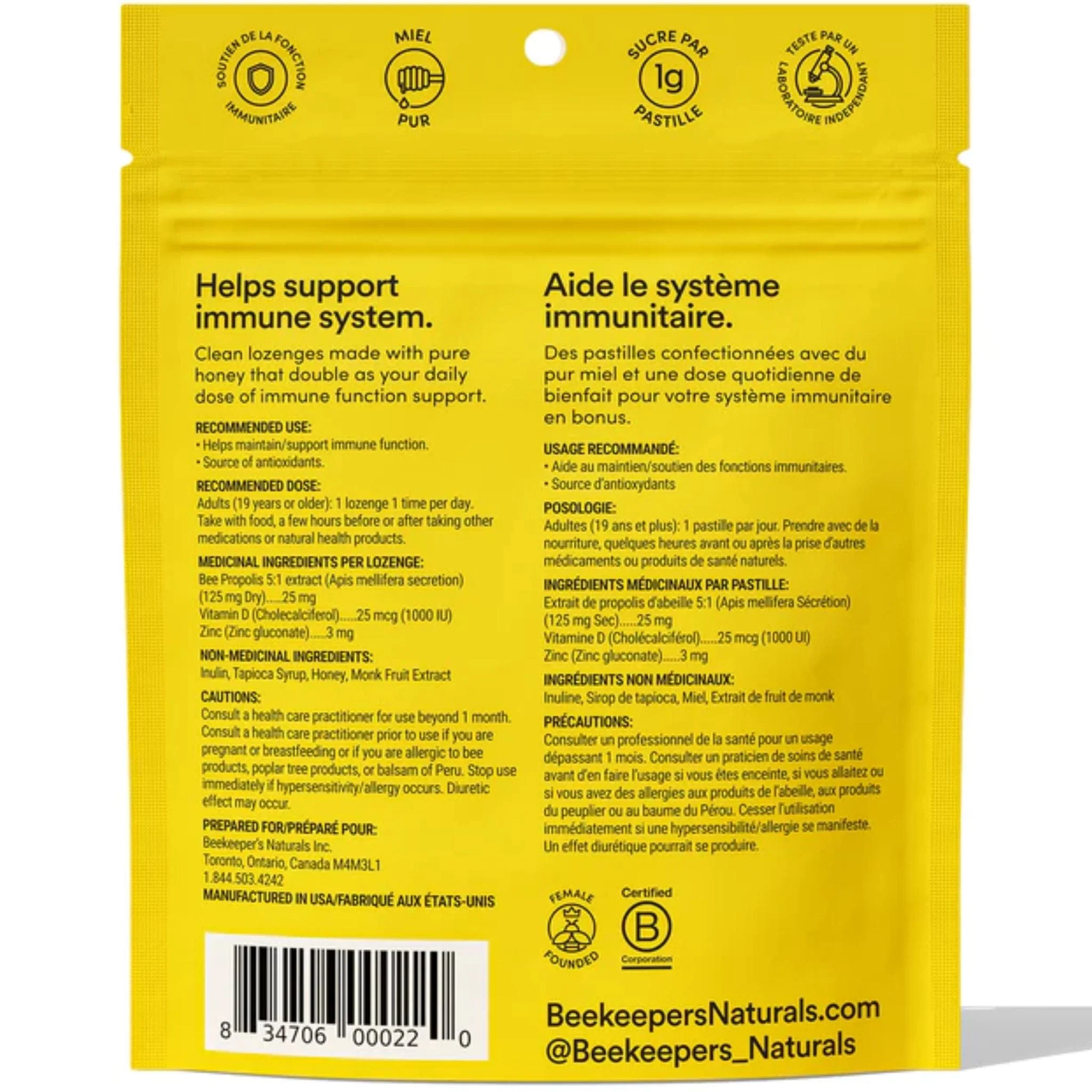 Beekeepers Naturals Propolis Lozenges for Throat and Cough Support, 14 Lozenges - Image 2