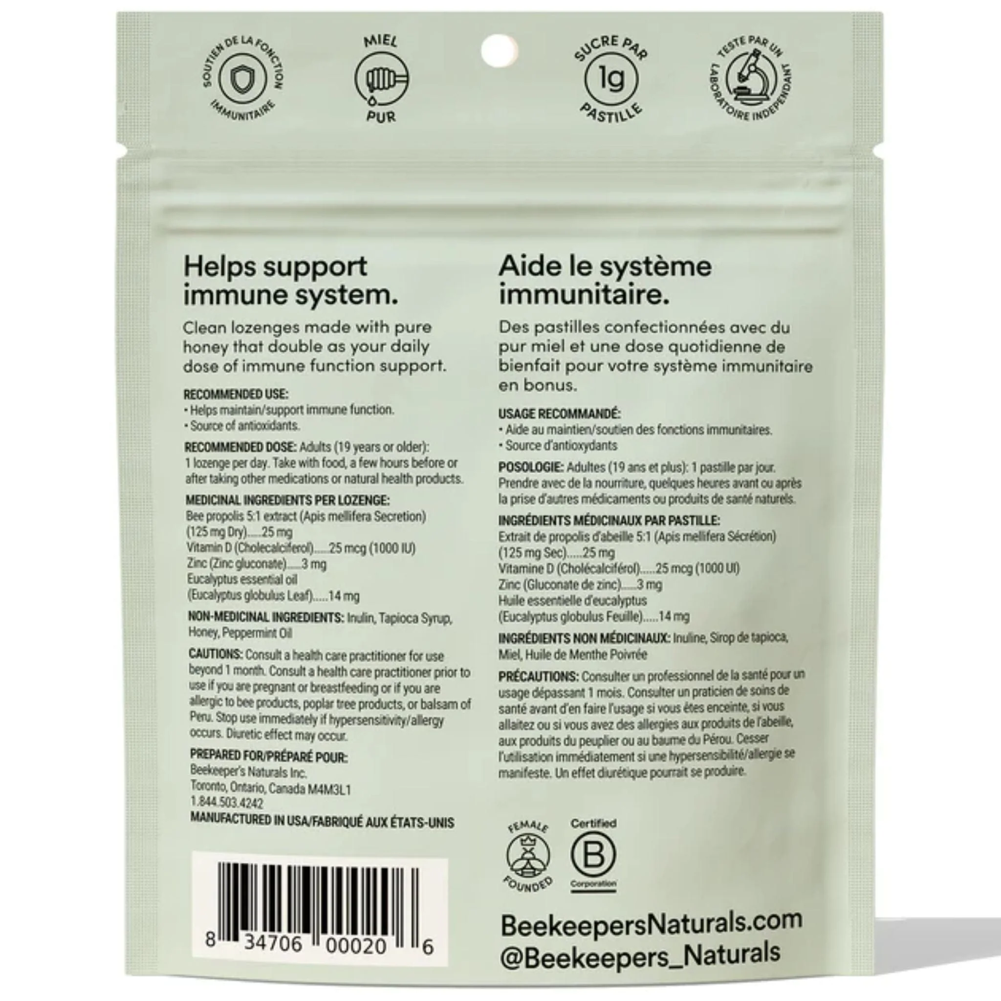 Beekeepers Naturals Propolis Lozenges for Throat and Cough Support, 14 Lozenges - Image 8
