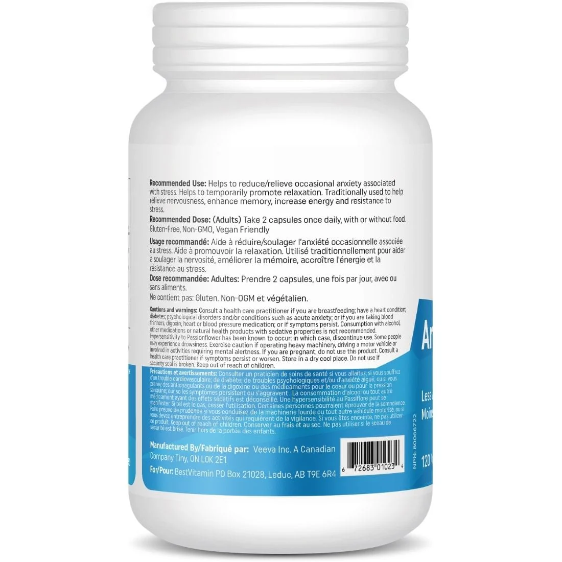 BestVitamin Anxiety Formula, Less Anxiety in 15 Days Guaranteed, 120 Capsules, 70% Off, Expiry: Jun 2024,  Final Sale - Image 3