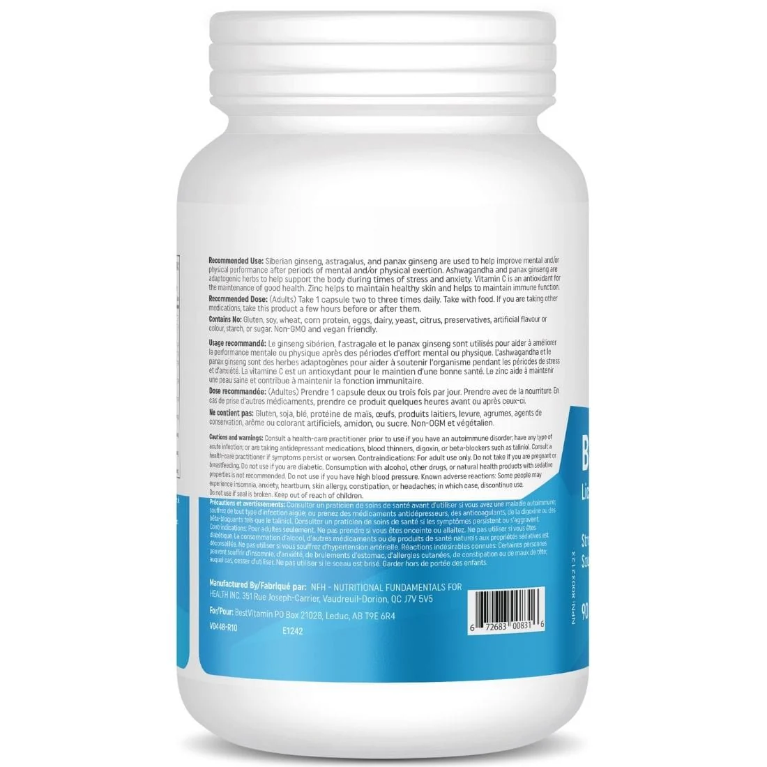 BestVitamin Best Adrenal Support, Licorice-Free, 90 Vegetable Capsules, Clearance 50% Off, Final Sale - Image 3
