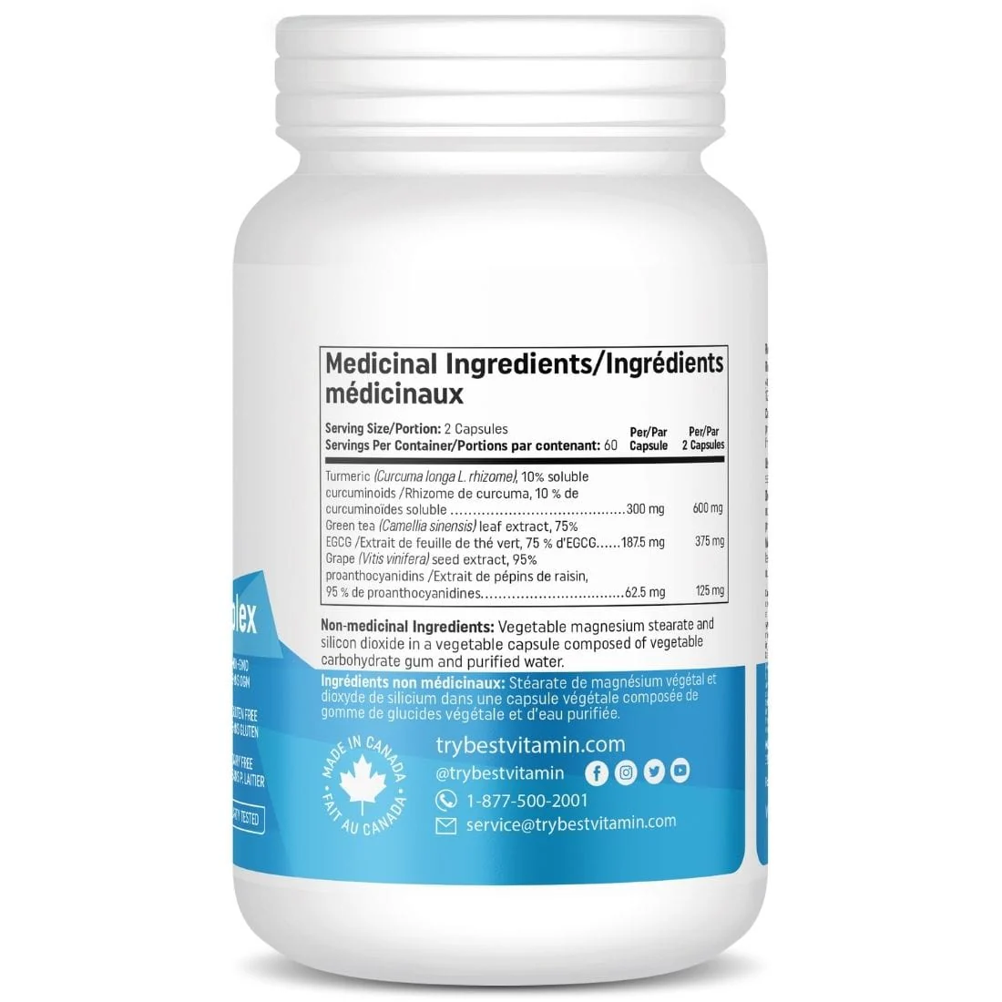 Bestvitamin Best Antioxidant Complex, Turmeric, Green Tea & Grape Seed, 120 Vegetable Capsules,  70% Off, Expiry: Dec 2024, Final Sale - Image 3