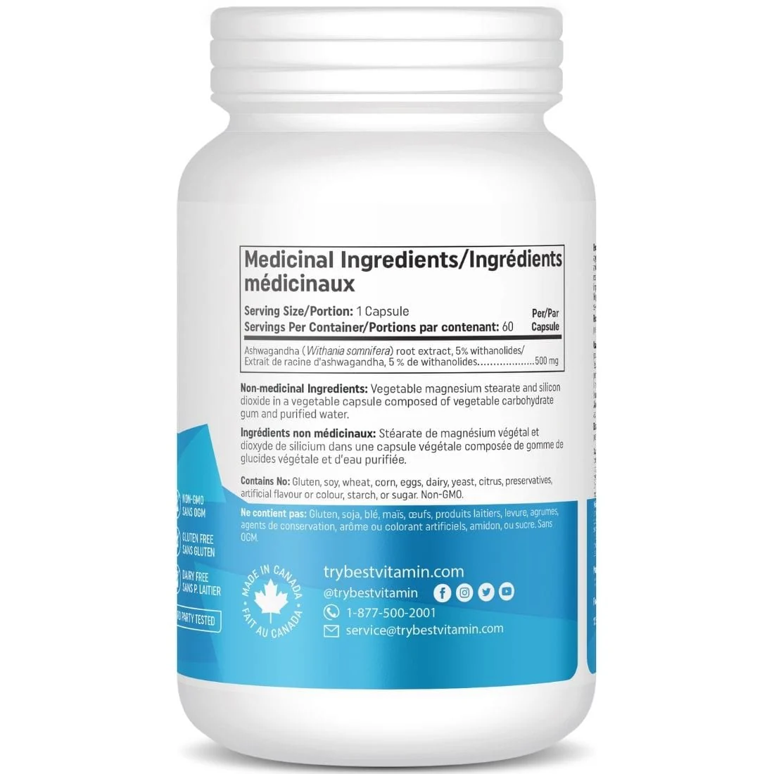 BestVitamin Best Ashwagandha 500mg, Stress Support & Sleep Aid, 60 Vegetable Capsules, Clearance 50% Off, Final Sale - Image 2