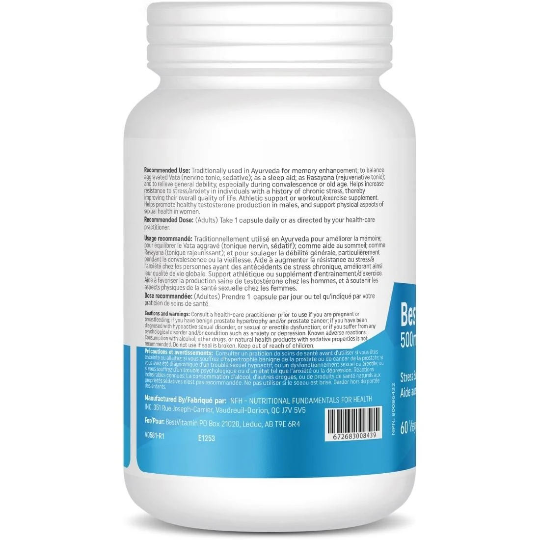 BestVitamin Best Ashwagandha 500mg, Stress Support & Sleep Aid, 60 Vegetable Capsules, Clearance 50% Off, Final Sale - Image 3