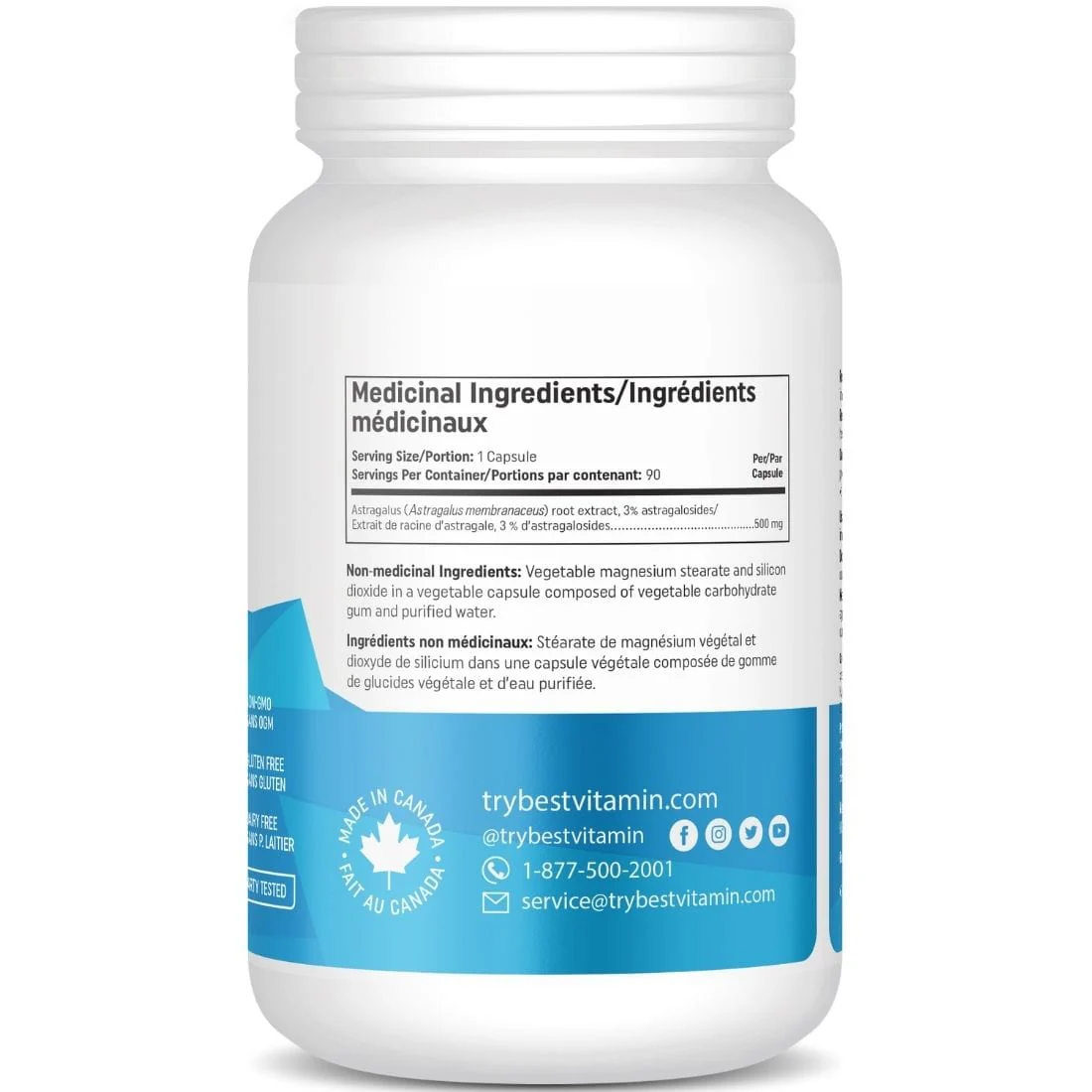 BestVitamin Best Astragalus 500mg, Immune Support, Anti-Fungal & Anti-Microbial, 90 Vegetable Capsules - Image 2