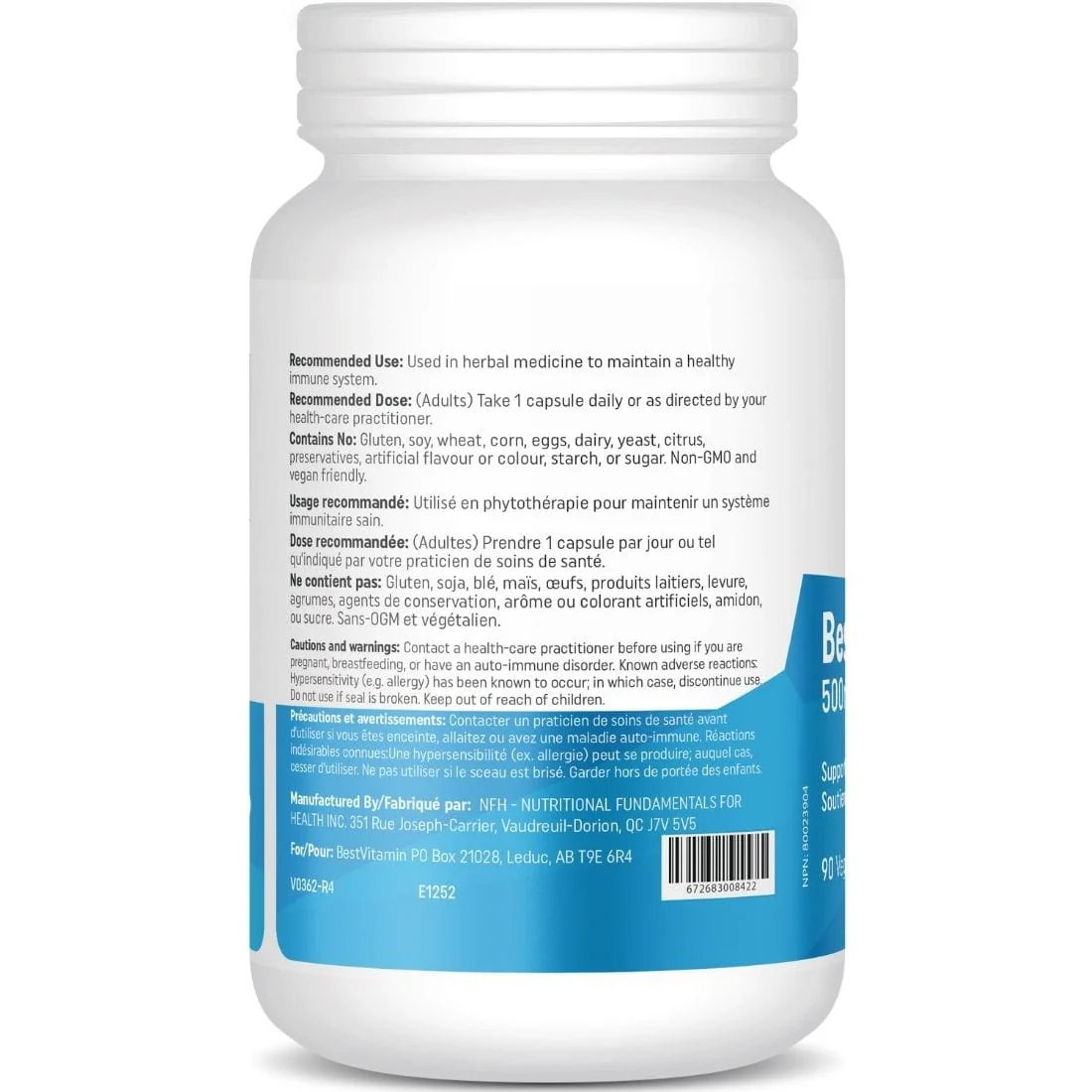 BestVitamin Best Astragalus 500mg, Immune Support, Anti-Fungal & Anti-Microbial, 90 Vegetable Capsules - Image 3