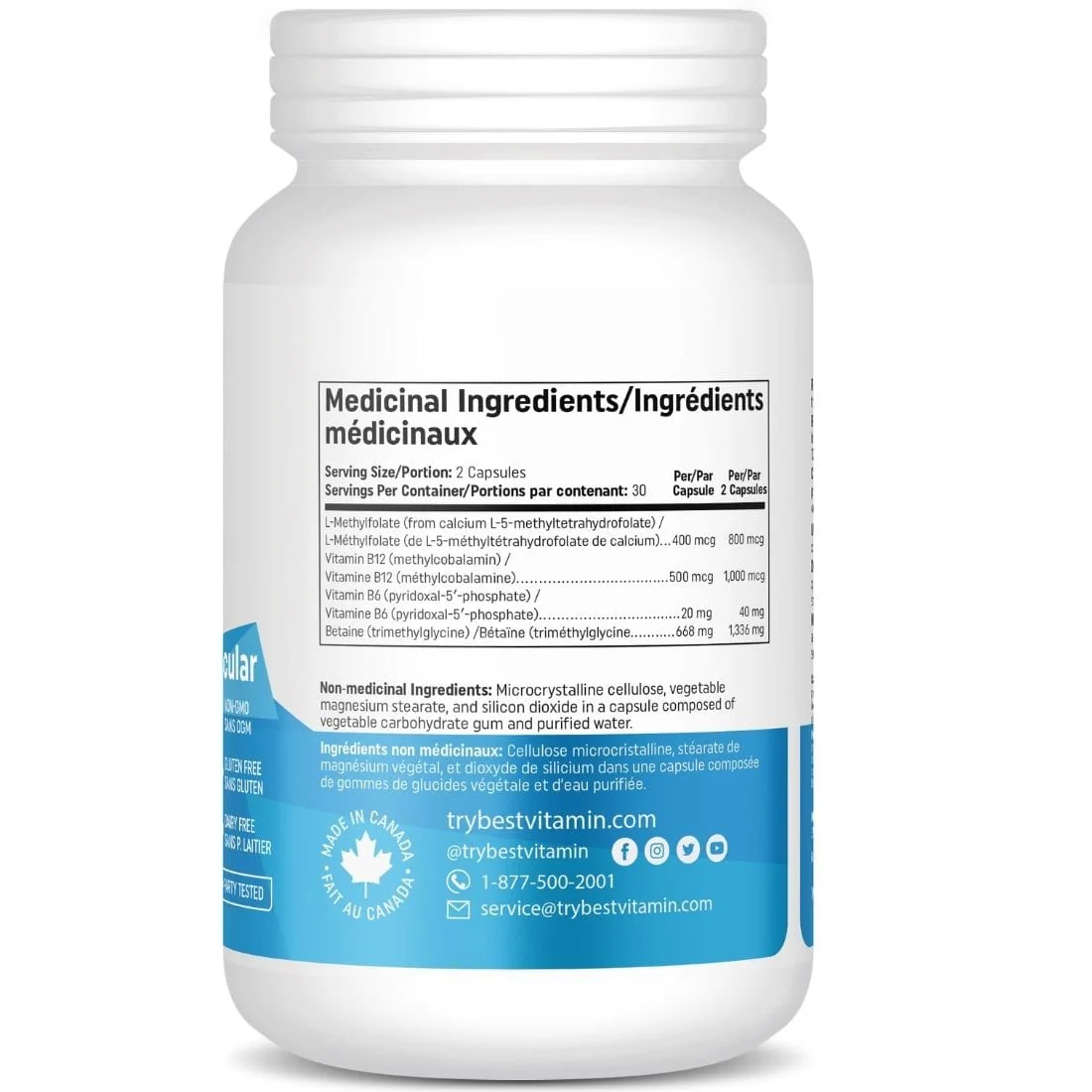 Bestvitamin Best B-Complex For Cardiovascular Health, Helps reduce homocysteine levels, 60 Vegetable Capsules - Image 3