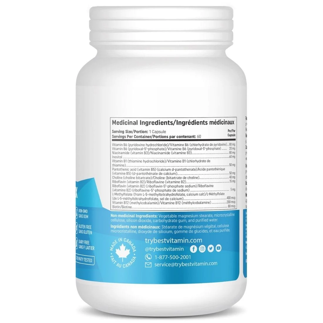 BestVitamin Best B6 Complex, 100mg B6 Plus B-Complex, Non-GMO, 60 Vegetable Capsules - Image 4