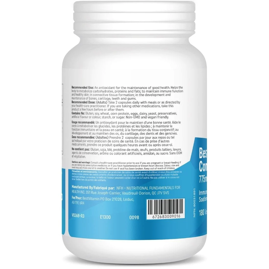 Bestvitamin Best Buffered Vitamin C Complex 775mg with Zinc, Highly Absorbable, 180 Capsules, 3 Month Supply - Image 2