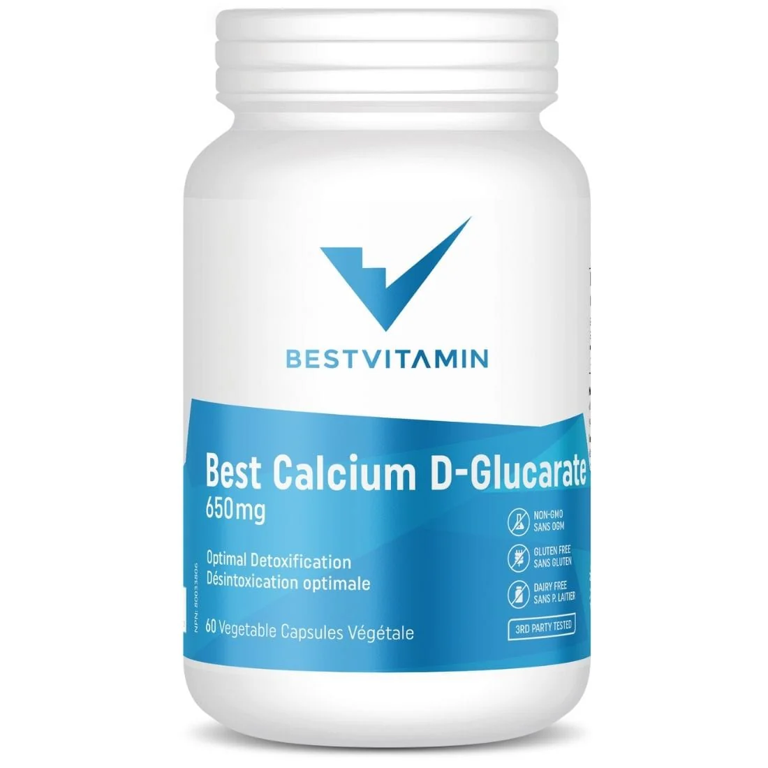 BestVitamin Best Calcium D-Glucarate 650mg, Promote liver detoxification & hormonal balance, 60 Vegetable Capsules