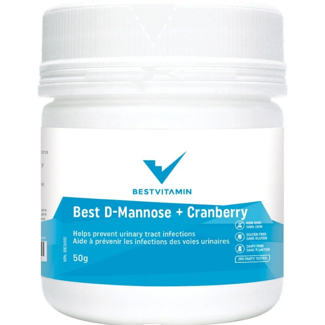 Bestvitamin Best D-Mannose and Cranberry, UTI treatment and prevention, 50g