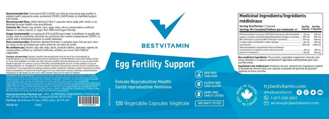 BestVitamin Best Egg Fertility Support, Helps improve egg quality & live birth rates, 120 Vegetable Capsules - Image 4